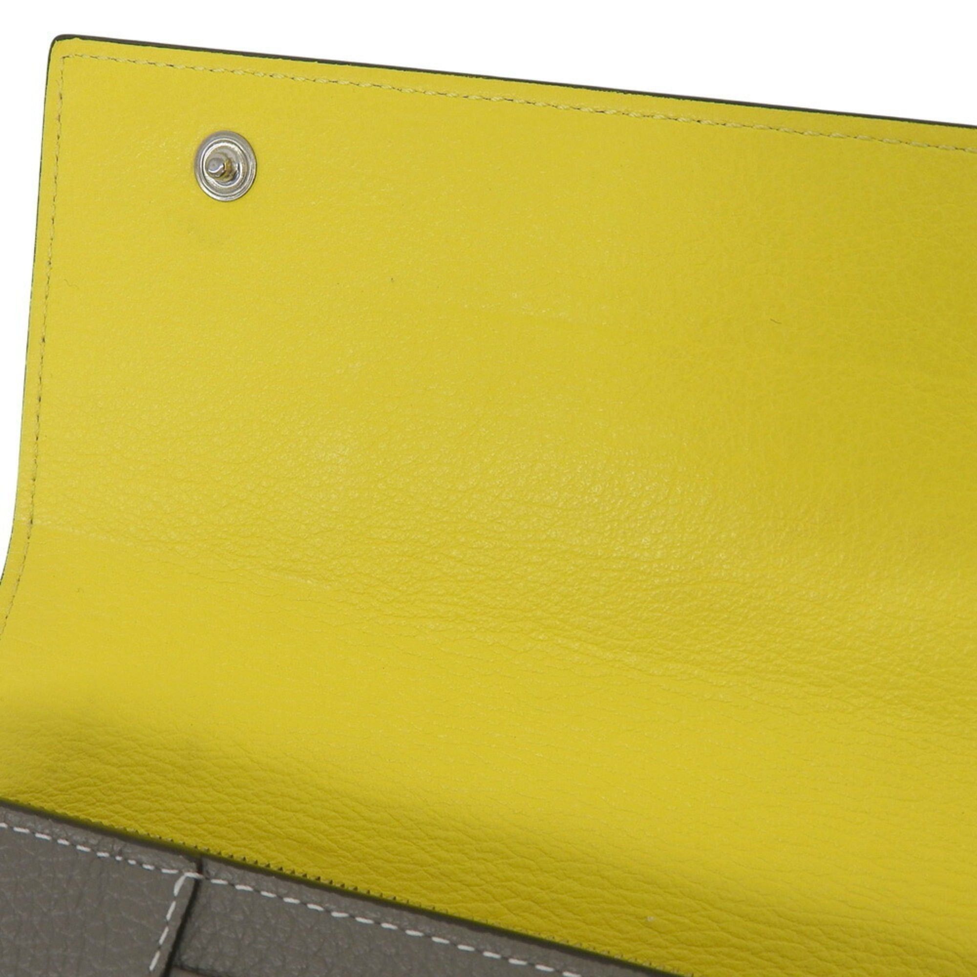 Celine Celine Large Flap Multifunction Wallet 101673 Leather Gray x Yellow Size ONE SIZE - 9 Thumbnail