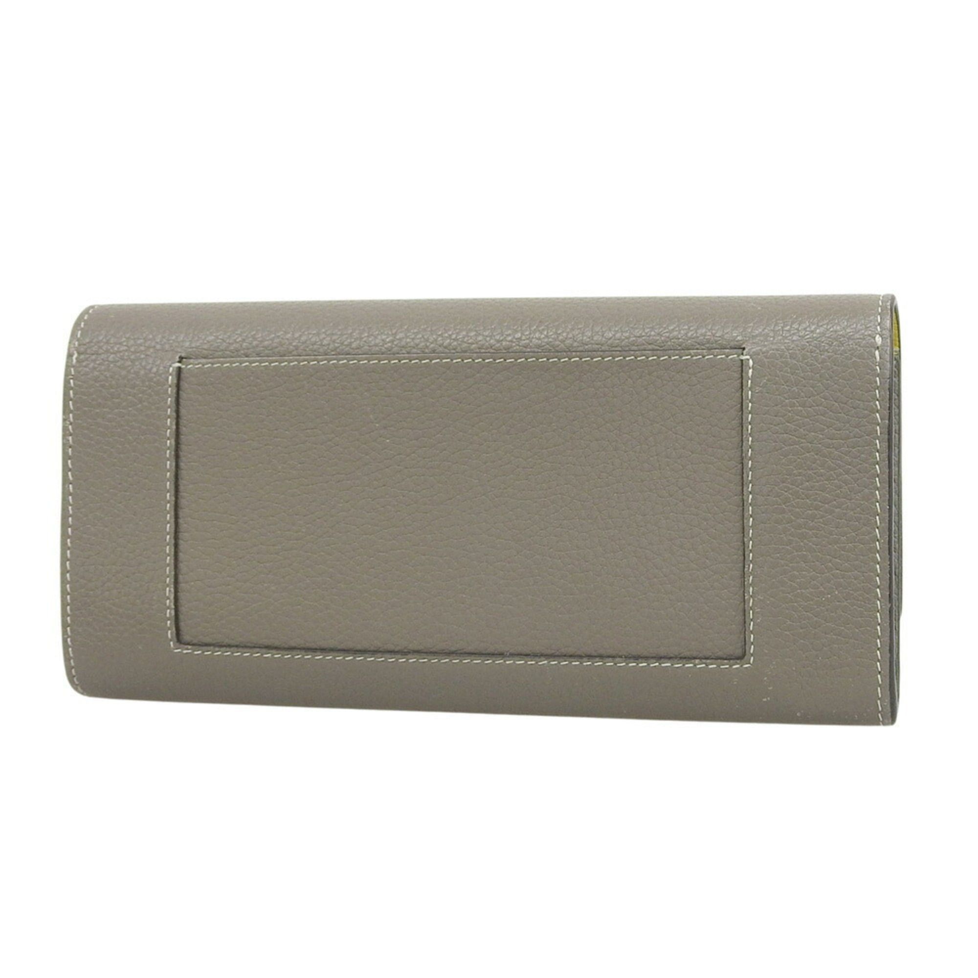 Celine Celine Large Flap Multifunction Wallet 101673 Leather Gray x Yellow Size ONE SIZE - 2 Thumbnail
