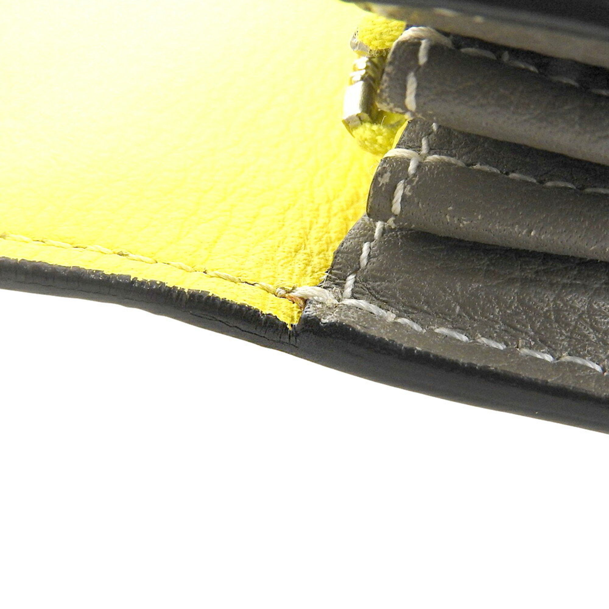 Celine Celine Large Flap Multifunction Wallet 101673 Leather Gray x Yellow Size ONE SIZE - 8 Thumbnail