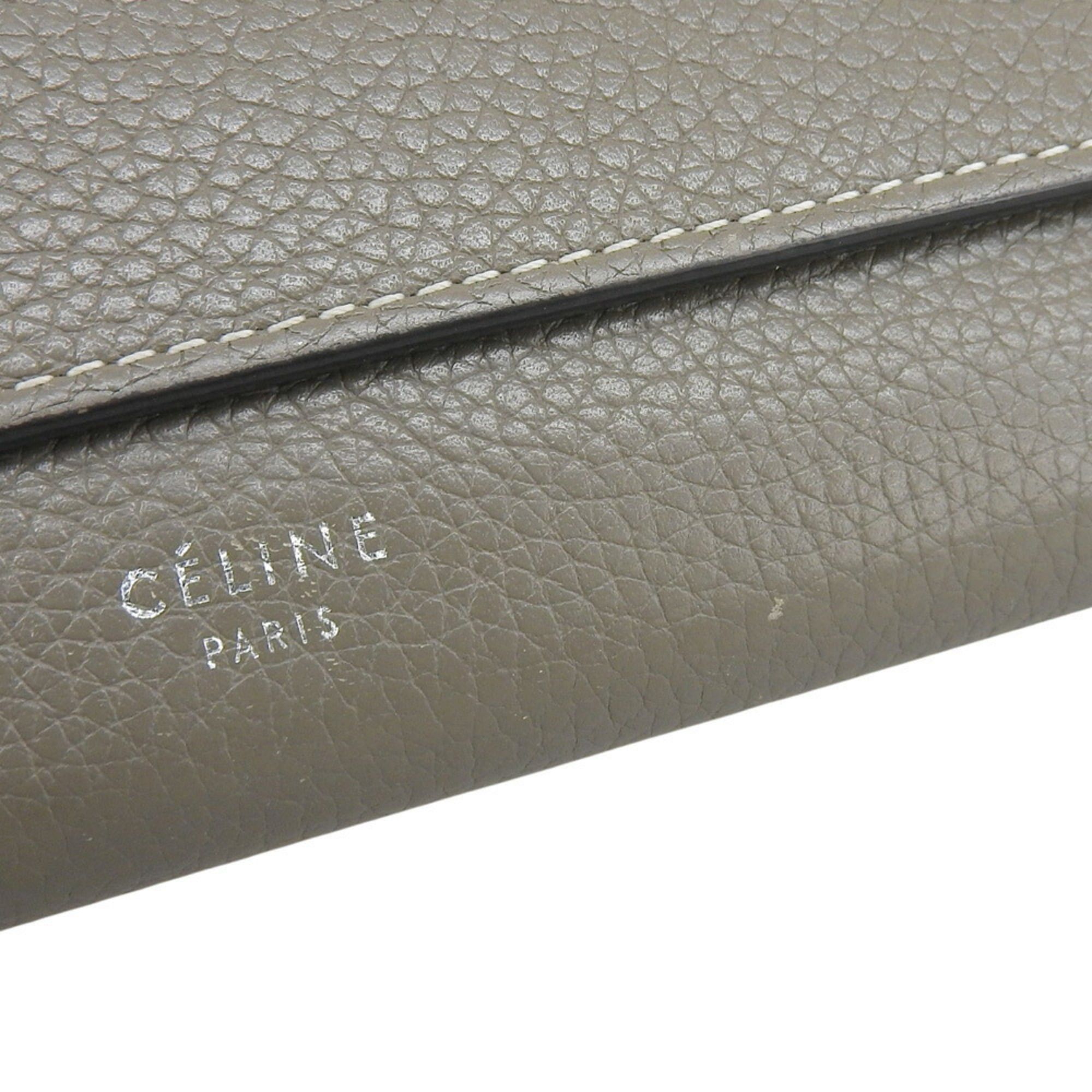 Celine Celine Large Flap Multifunction Wallet 101673 Leather Gray x Yellow Size ONE SIZE - 6 Thumbnail