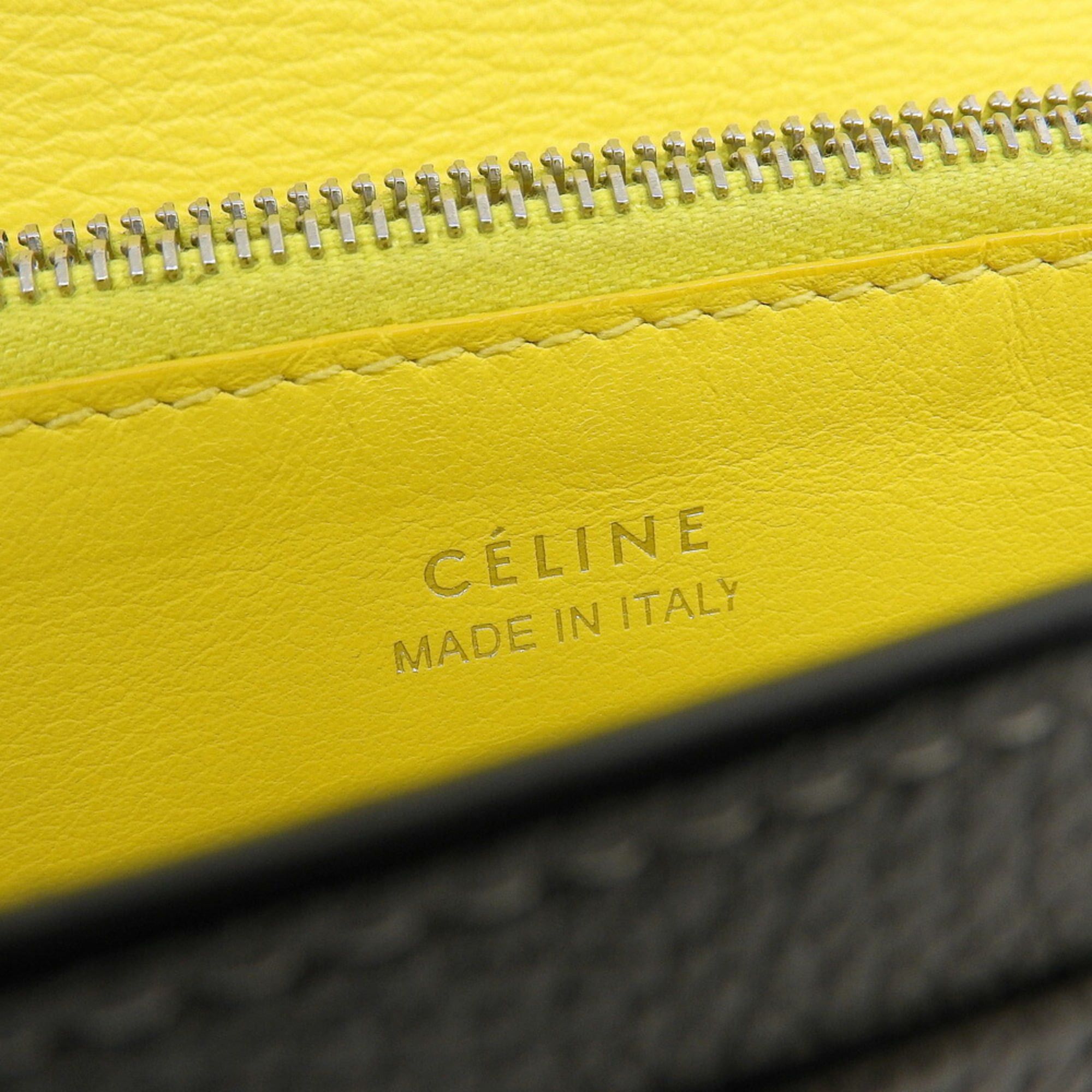Celine Celine Large Flap Multifunction Wallet 101673 Leather Gray x Yellow Size ONE SIZE - 10 Thumbnail