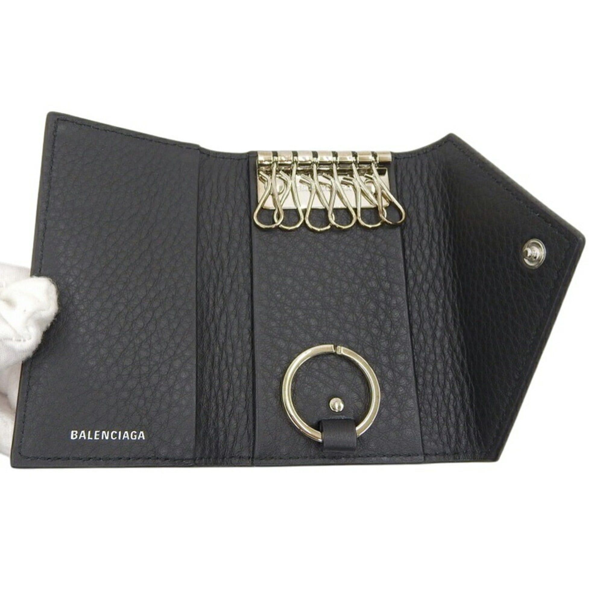 Balenciaga Balenciaga Paper Key Case for 6 Keys 499204 DLQ0N 1000 Leather Black Holder Size ONE SIZE - 3 Thumbnail