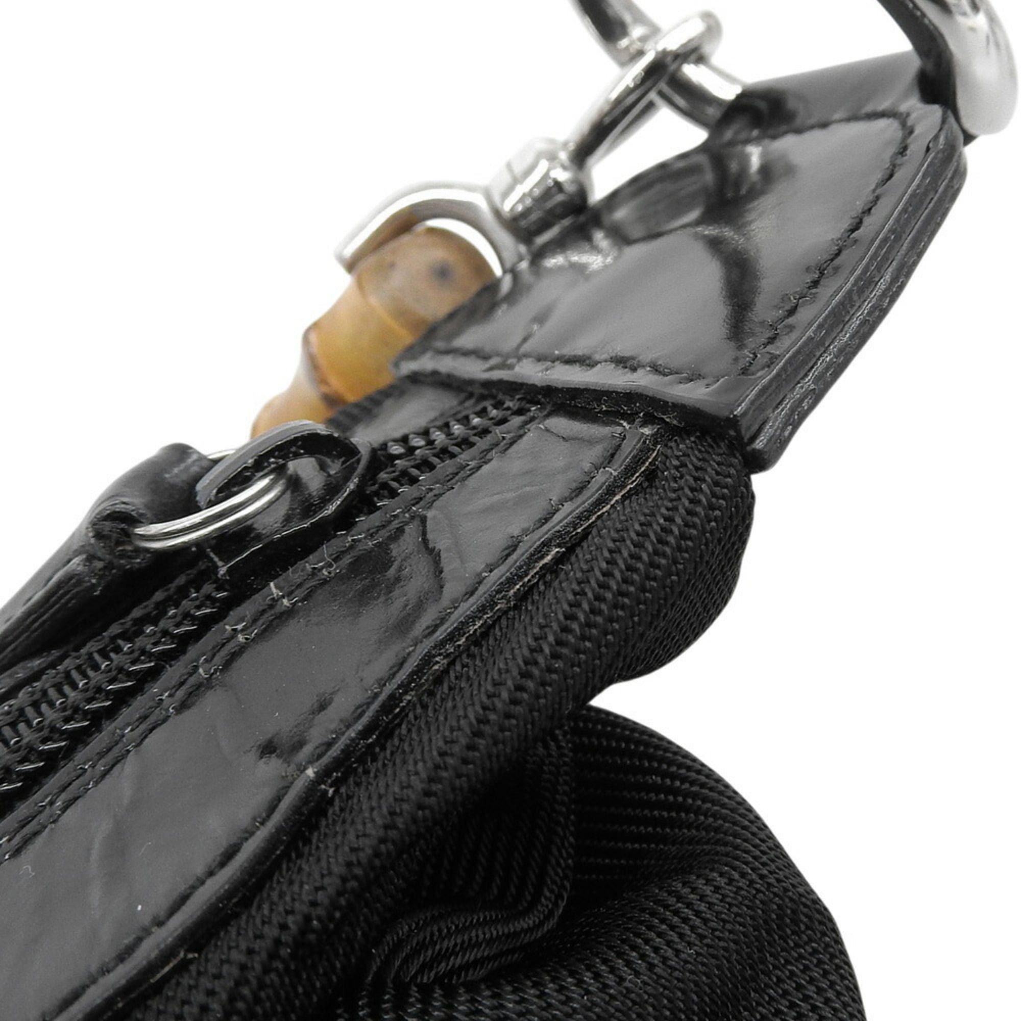 Gucci Gucci Bamboo Handbag 000 1956 0531 Canvas x Black Size ONE SIZE - 7 Thumbnail
