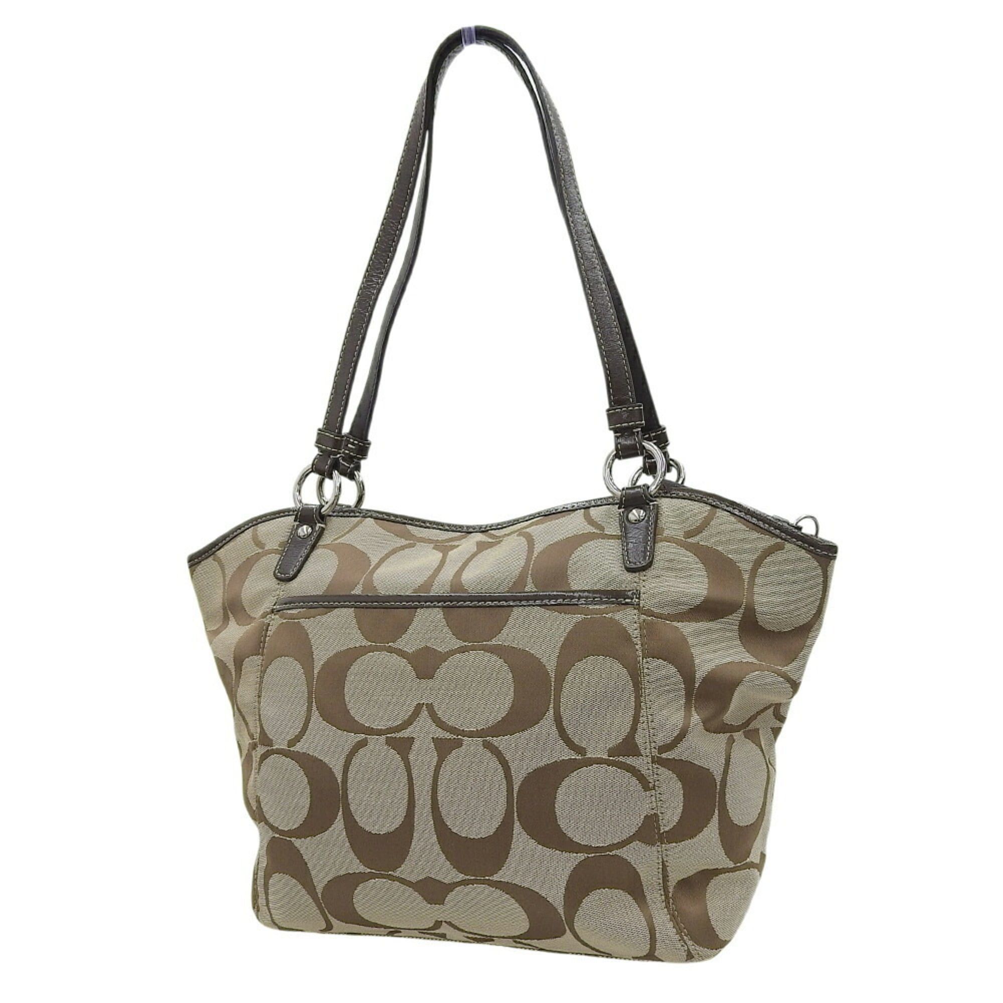 Coach Coach Signature Handbag F14659 Tote Bag Canvas Beige x Brown Size ONE SIZE - 2 Thumbnail