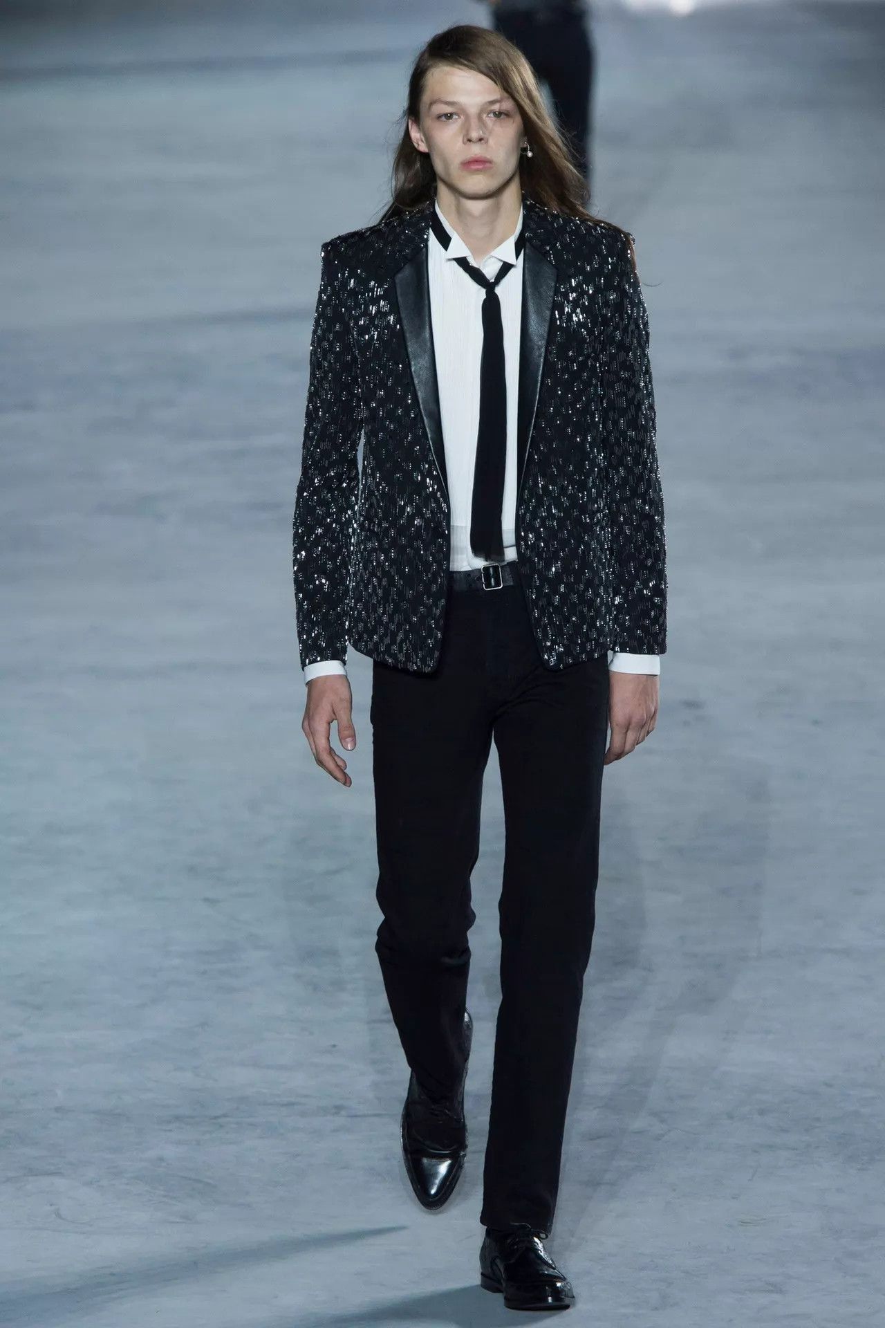 Saint Laurent Paris Black Leather Belt with Silver Buckle Size ONE SIZE - 8 Thumbnail
