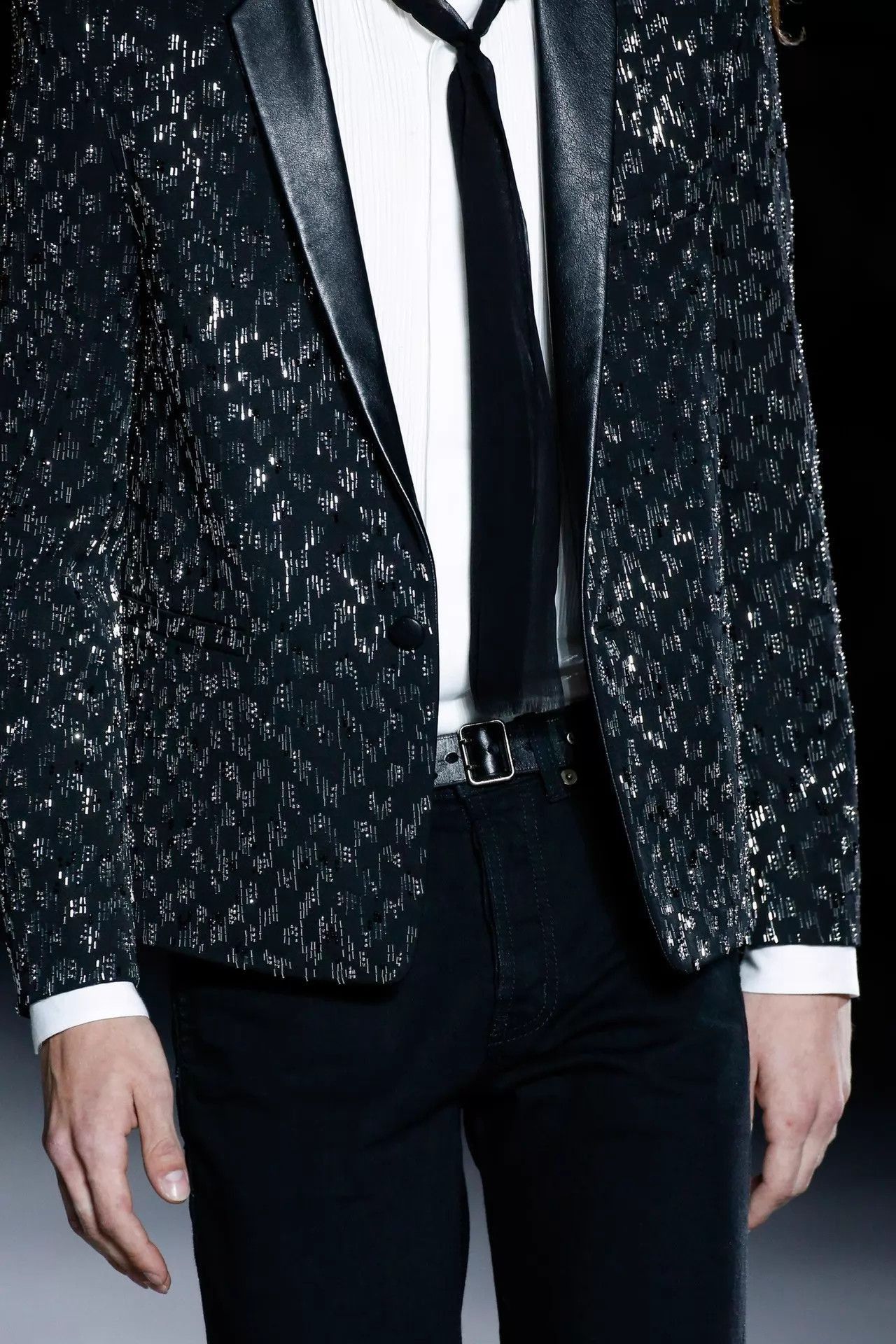 Saint Laurent Paris Black Leather Belt with Silver Buckle Size ONE SIZE - 6 Thumbnail
