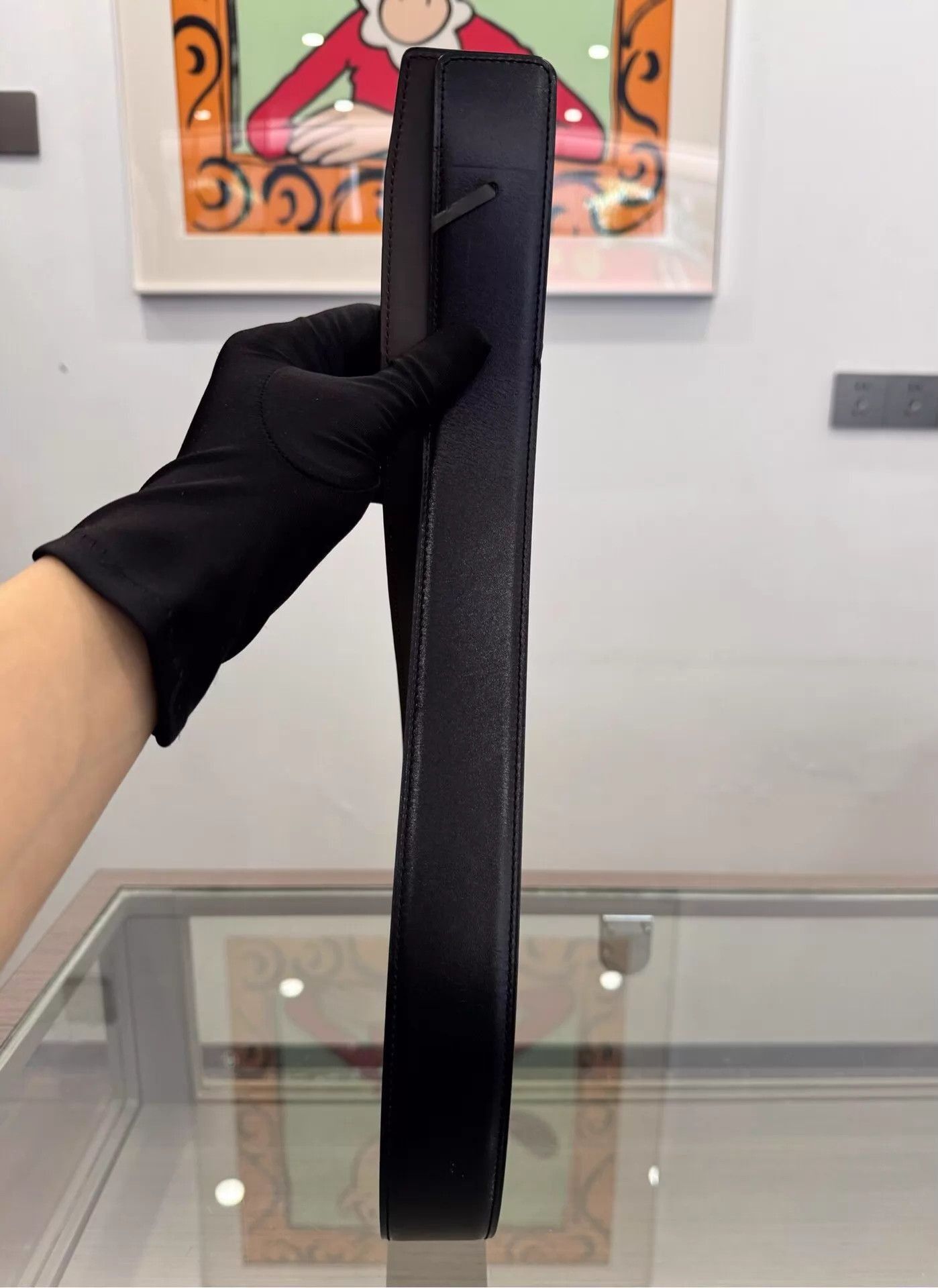 Hermes Black Leather Belt with Gold H Buckle Size ONE SIZE - 2 Thumbnail