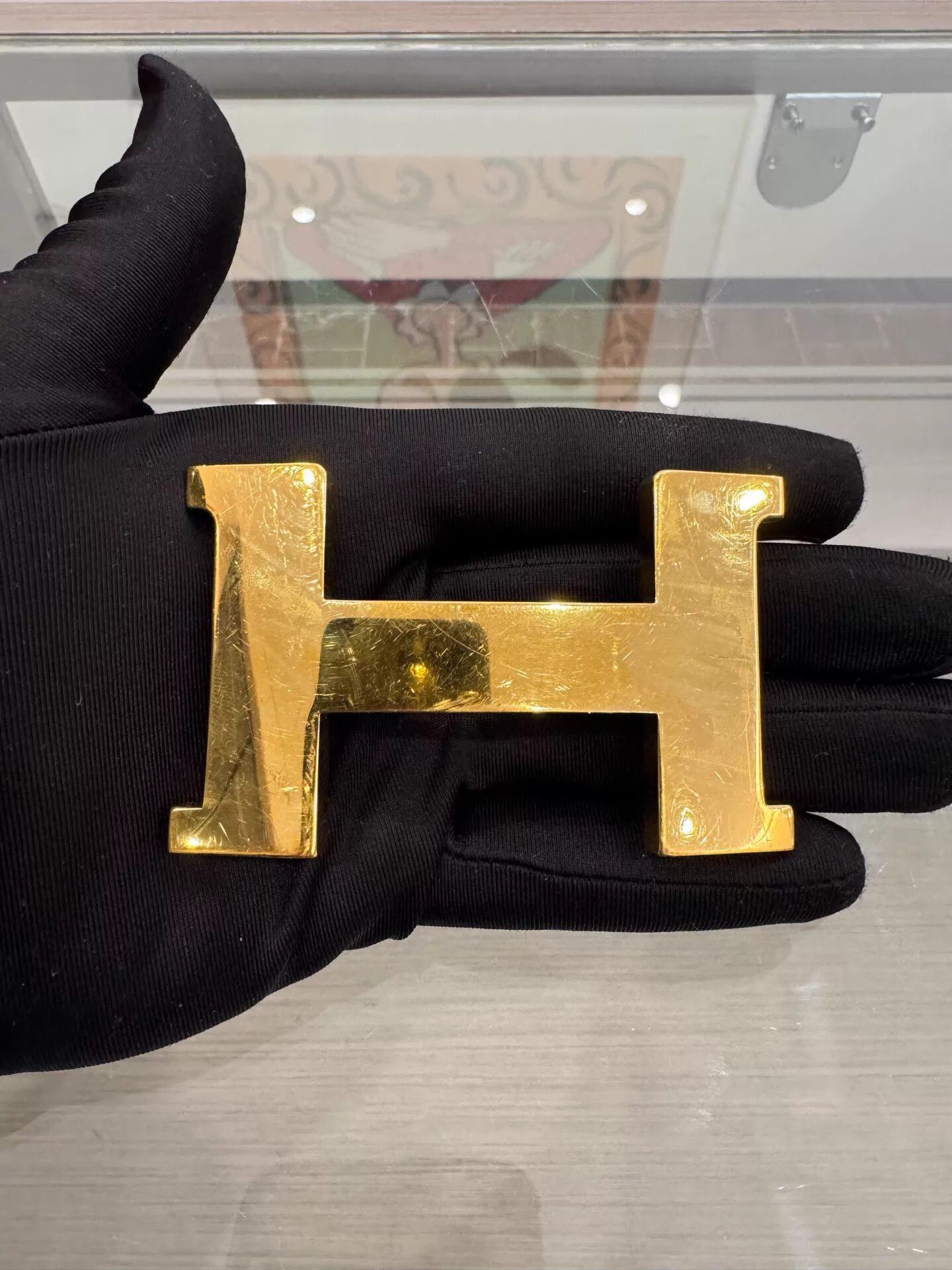 Hermes Black Leather Belt with Gold H Buckle Size ONE SIZE - 9 Thumbnail