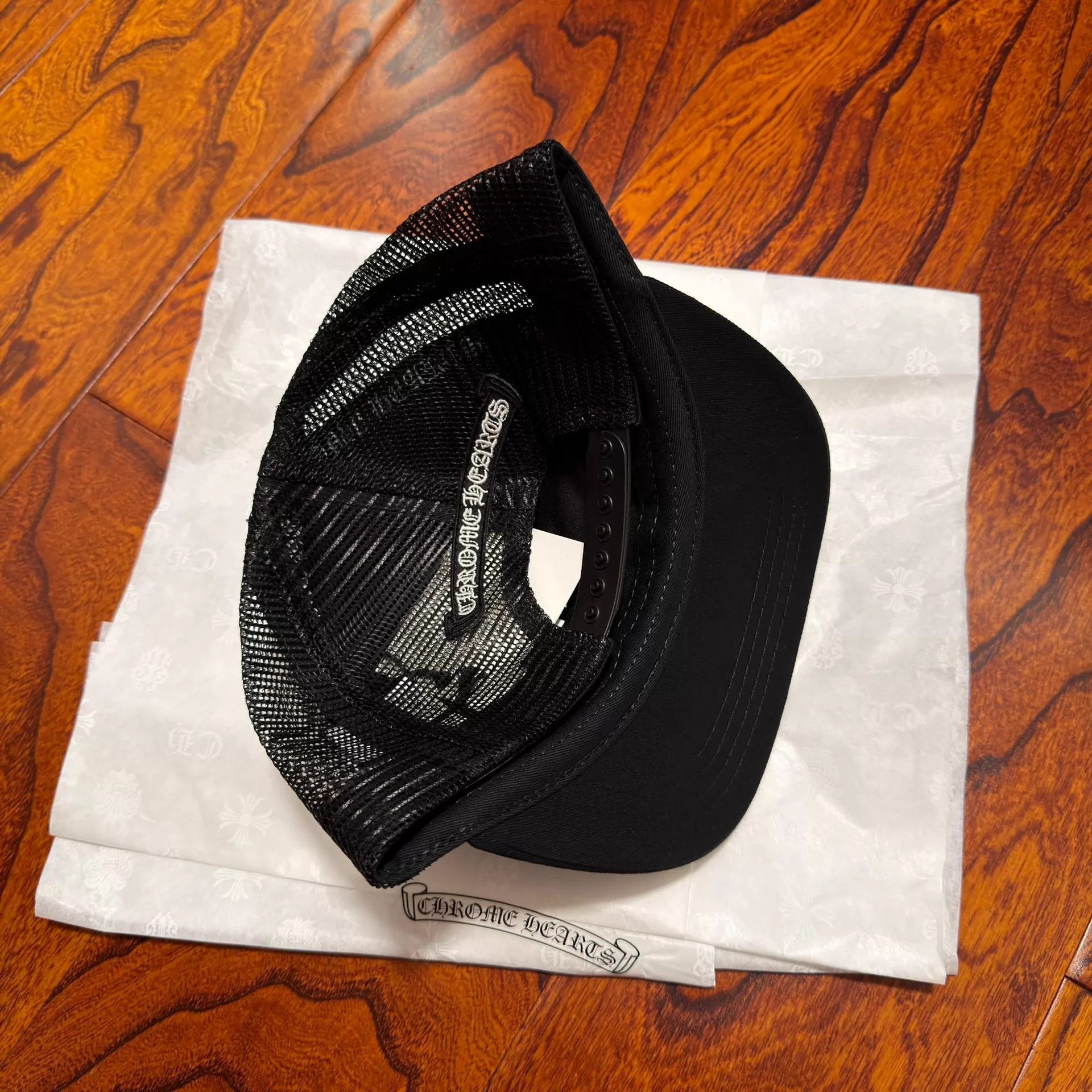 Chrome Hearts Black Trucker Hat with White Cross Embroidery Size ONE SIZE - 3 Thumbnail