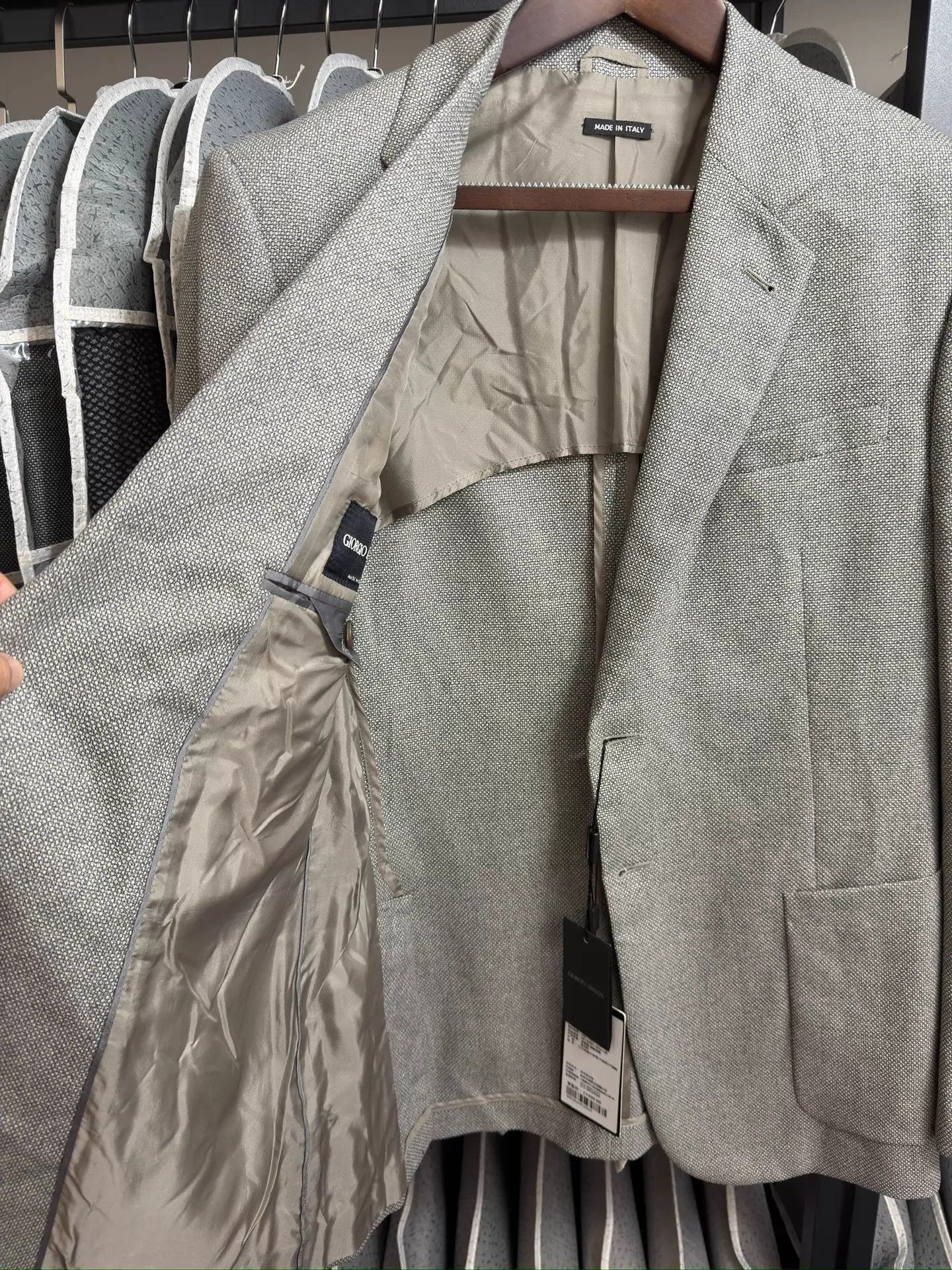 Giorgio Armani Gray Textured Blazer with Button Closure Size US M / EU 48-50 / 2 - 5 Thumbnail