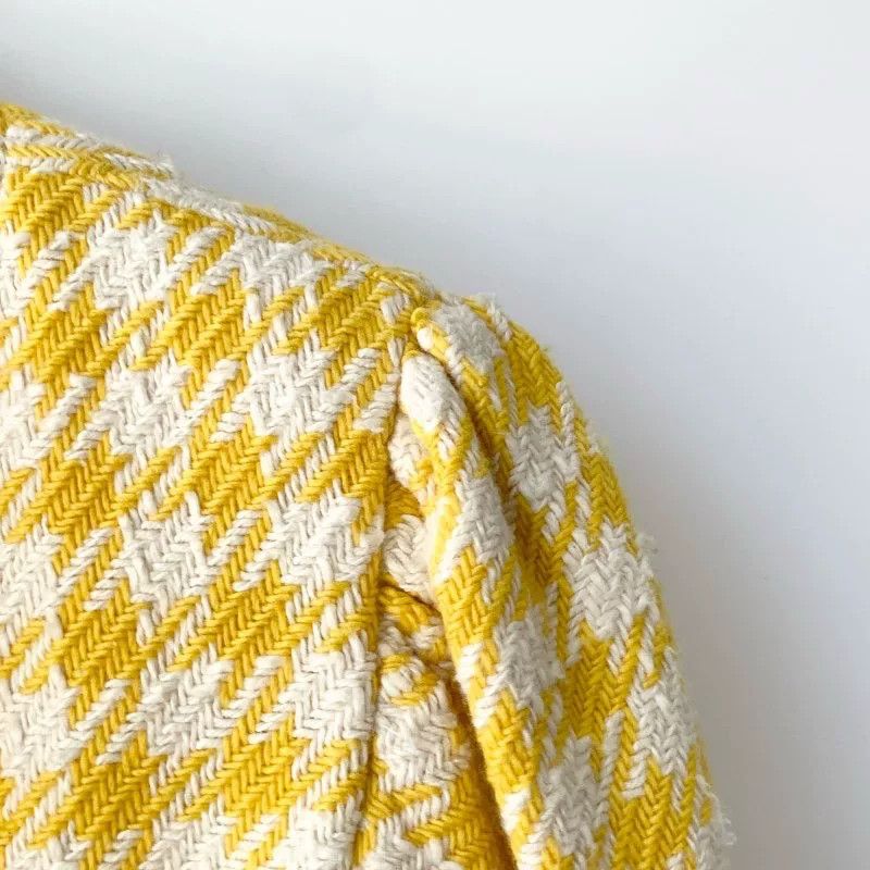 Miu Miu Miu Miu Yellow Houndstooth Coat Size M / US 6-8 / IT 42-44 - 3 Thumbnail