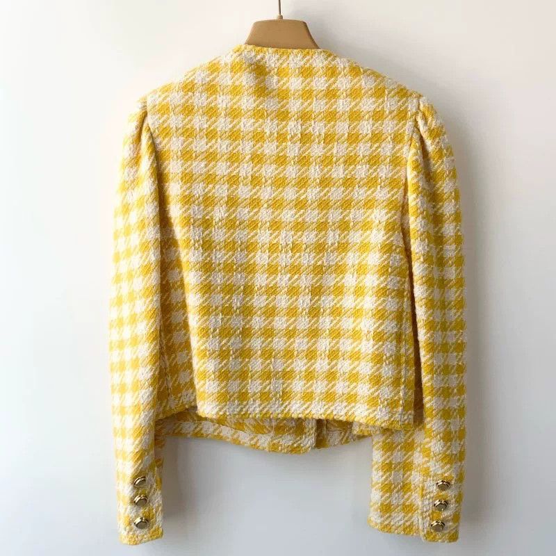 Miu Miu Miu Miu Yellow Houndstooth Coat Size M / US 6-8 / IT 42-44 - 2 Thumbnail