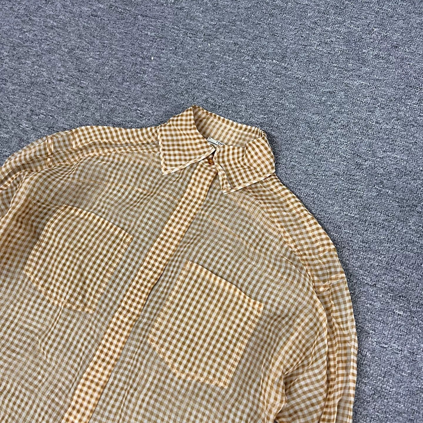 Fendi FENDI Silk Organza Plaid Shirt Size US M / EU 48-50 / 2 - 3 Thumbnail