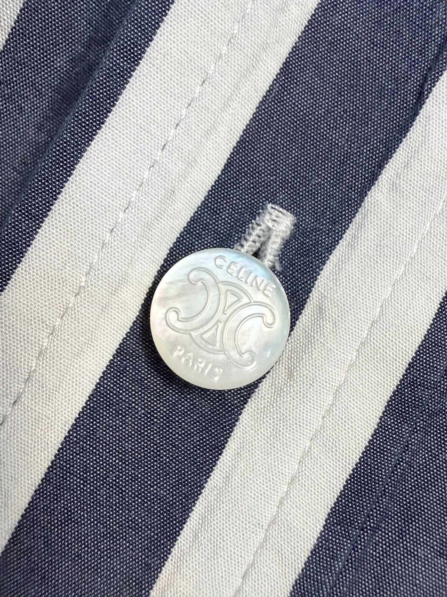 Celine Celine Blue White Striped Shirt Size M / US 6-8 / IT 42-44 - 5 Thumbnail