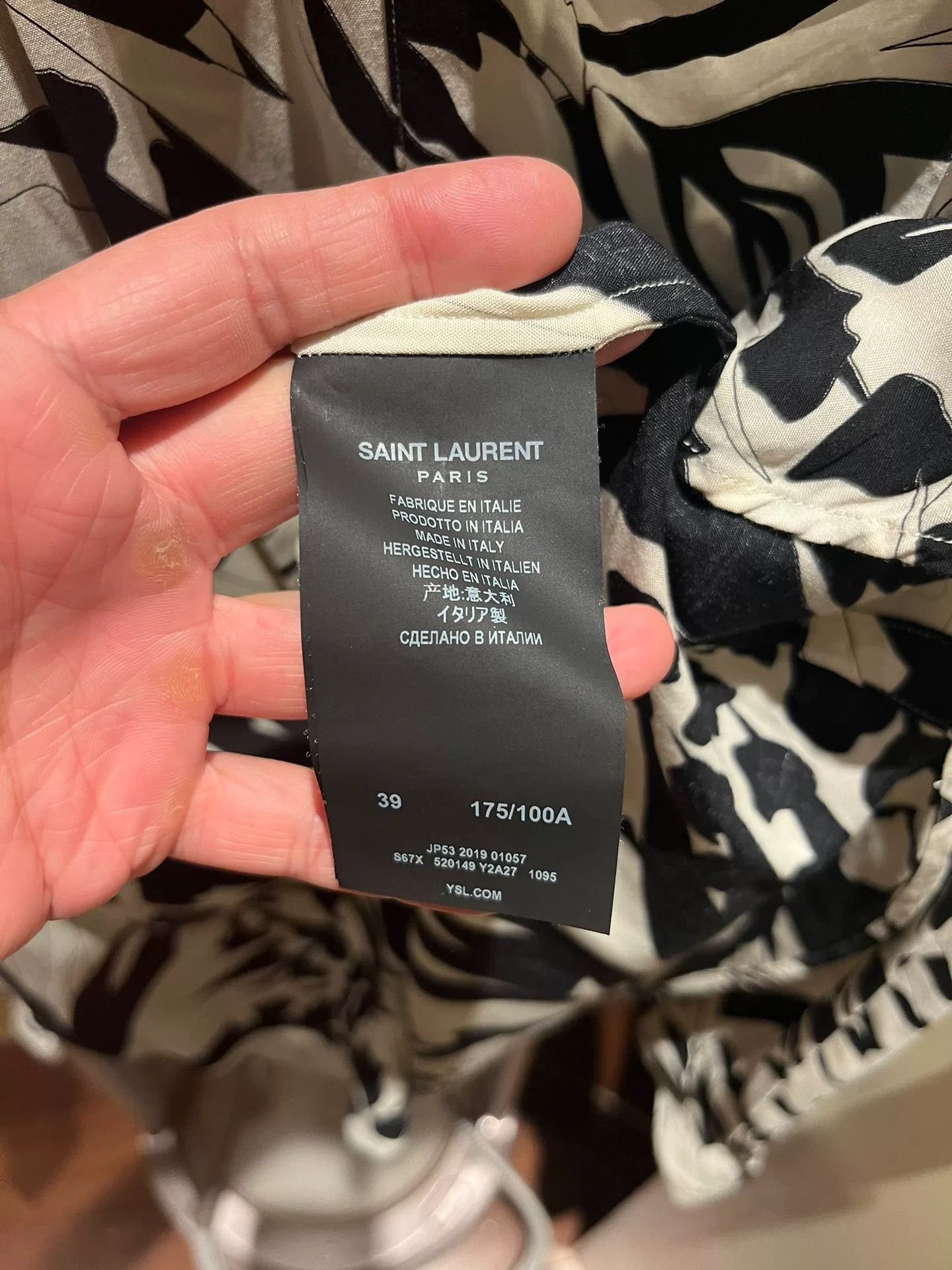 Saint Laurent Paris Saint Laurent Classic Palm Print Shirt Size US M / EU 48-50 / 2 - 6 Thumbnail