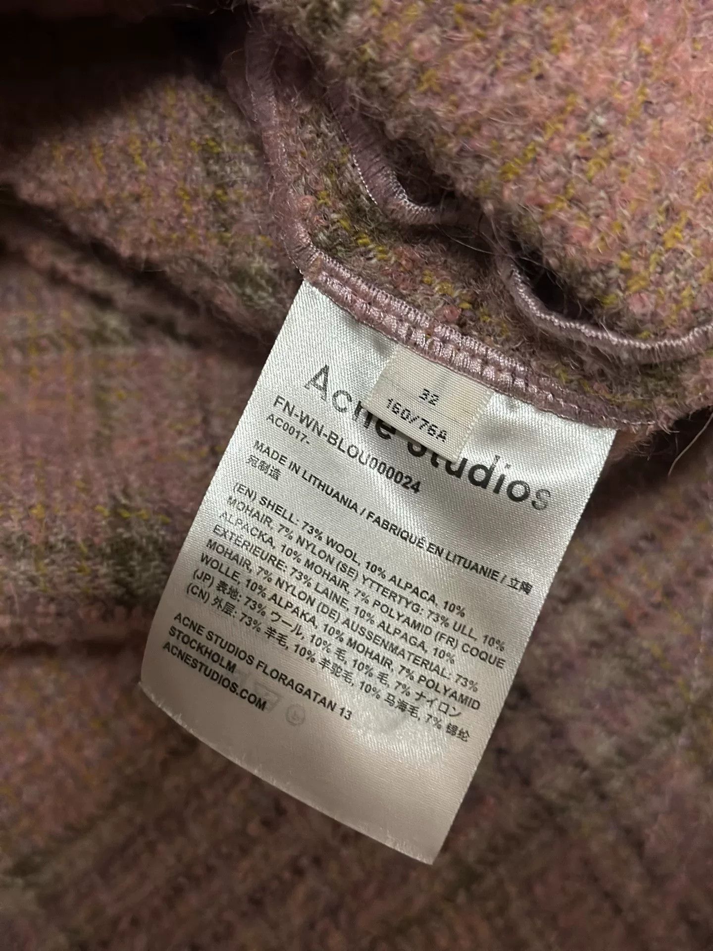 Acne Studios Acne Studios Pink Wool Jacket Size US M / EU 48-50 / 2 - 3 Thumbnail