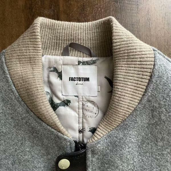 FACTOTUM Factotum Wool Leather Sleeve Baseball Jacket Size US M / EU 48-50 / 2 - 2 Thumbnail