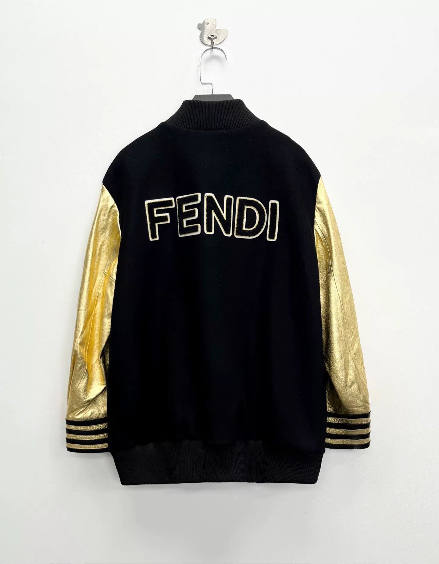Fendi Fendi Black Rhinestone Monster Leather Logo Jacket Size US M / EU 48-50 / 2 - 2 Thumbnail
