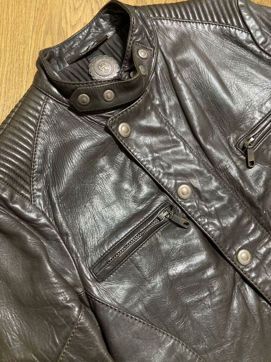 Santacroce Santacroce Brown Sheepskin Biker Leather Jacket Size US S / EU 44-46 / 1 - 3 Thumbnail