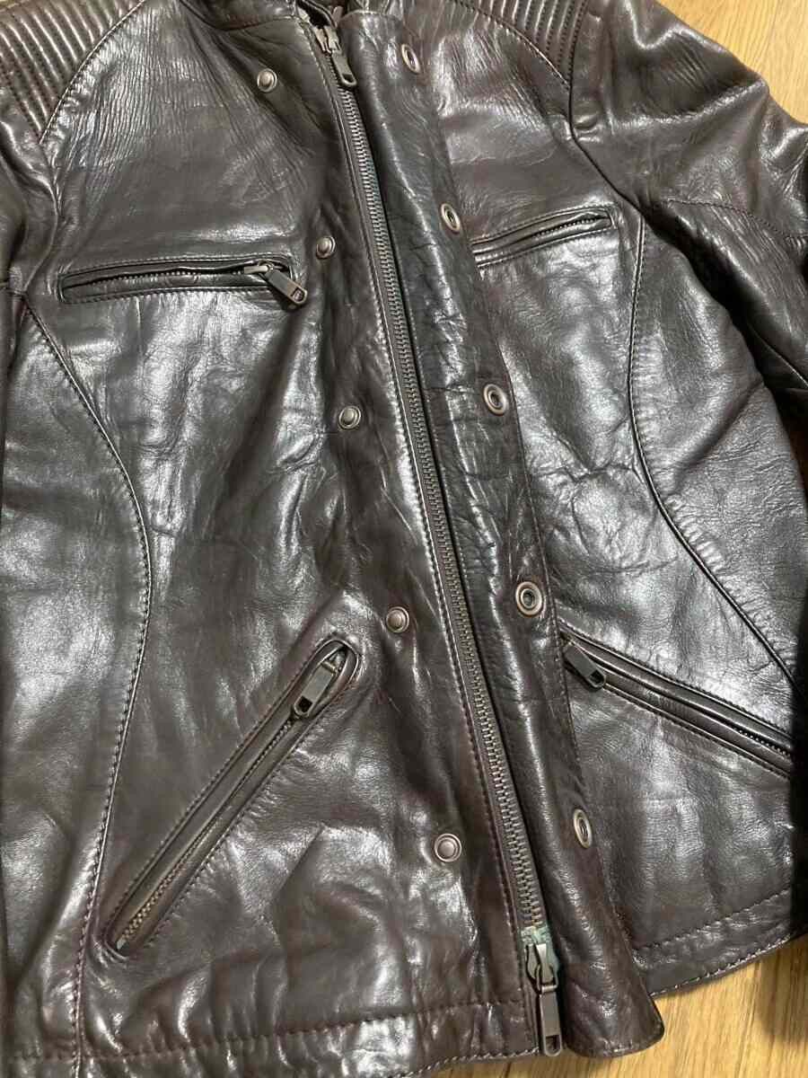 Santacroce Santacroce Brown Sheepskin Biker Leather Jacket Size US S / EU 44-46 / 1 - 6 Thumbnail