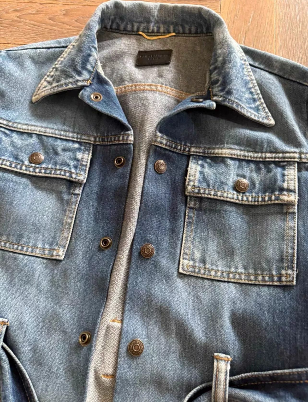 Saint Laurent Paris Saint Laurent Blue Denim Jacket Size S / US 4 / IT 40 - 2 Thumbnail