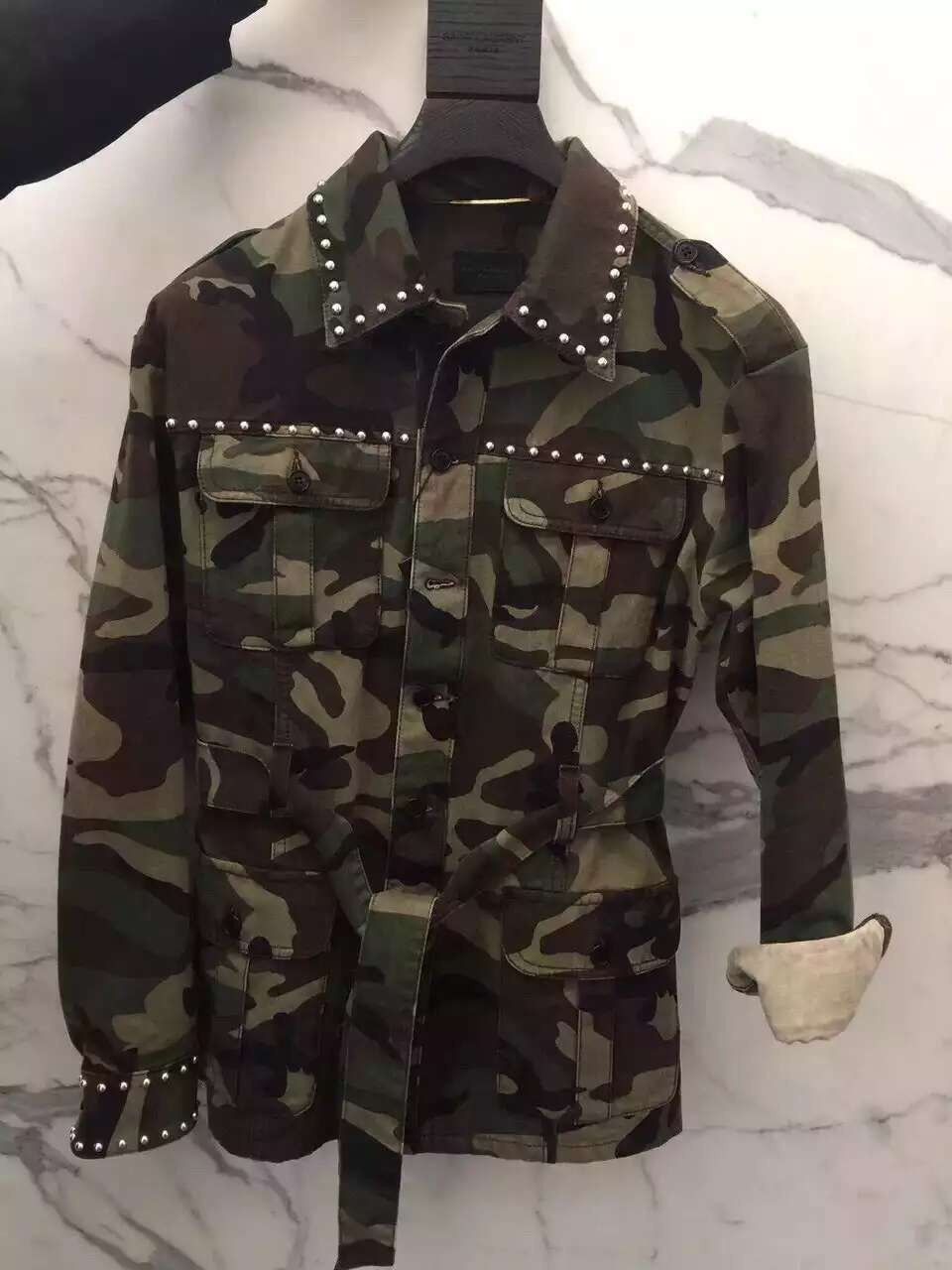 Saint Laurent Paris Saint Laurent Camouflage Studded Jacket Size S / US 4 / IT 40 - 2 Thumbnail
