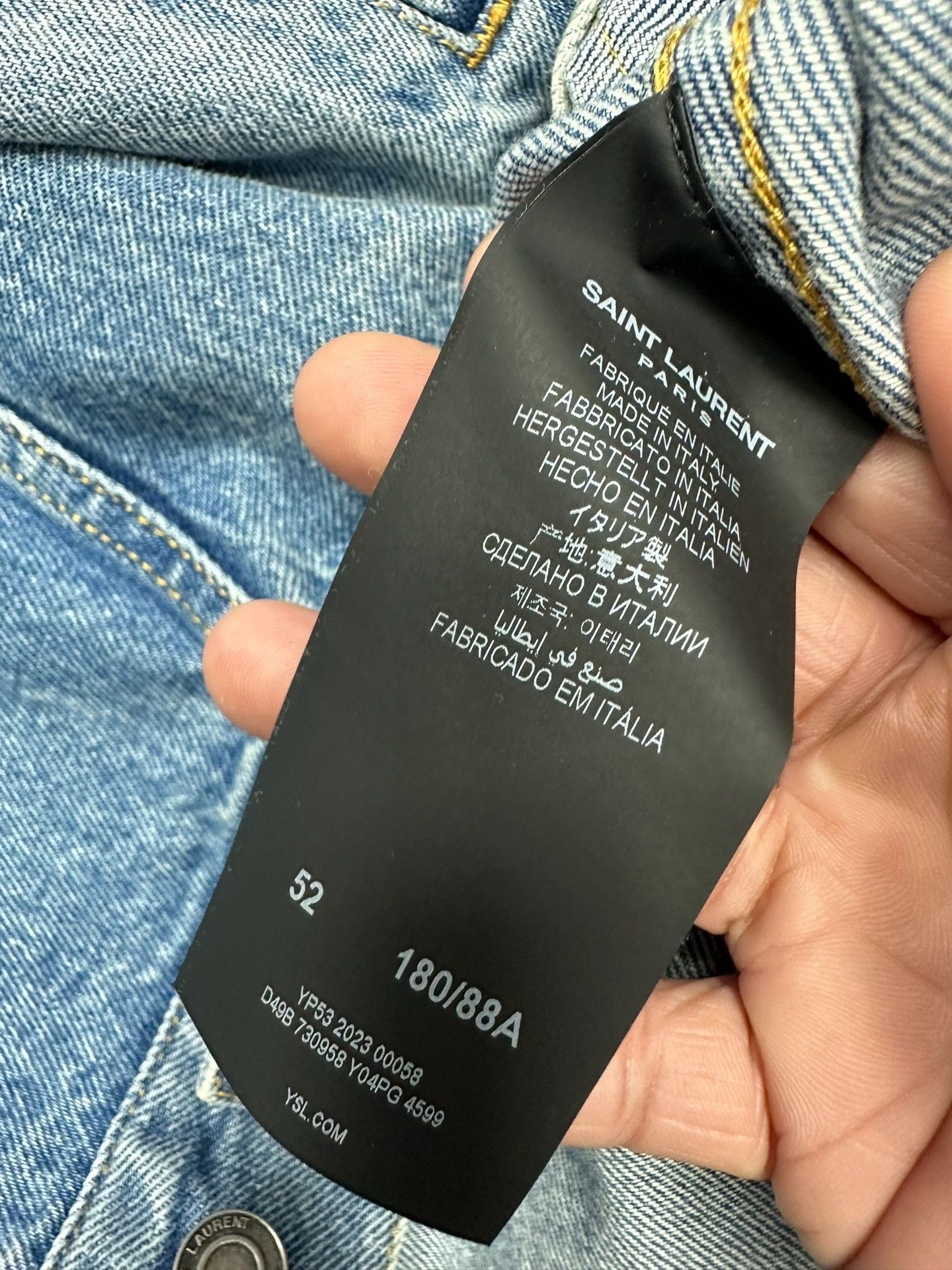 Saint Laurent Paris Saint Laurent Washed Blue Denim Jacket Size US M / EU 48-50 / 2 - 3 Thumbnail