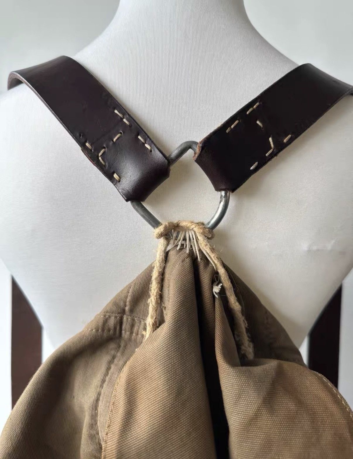 Helmut Lang Brown Canvas Backpack with Leather Straps Size ONE SIZE - 5 Thumbnail
