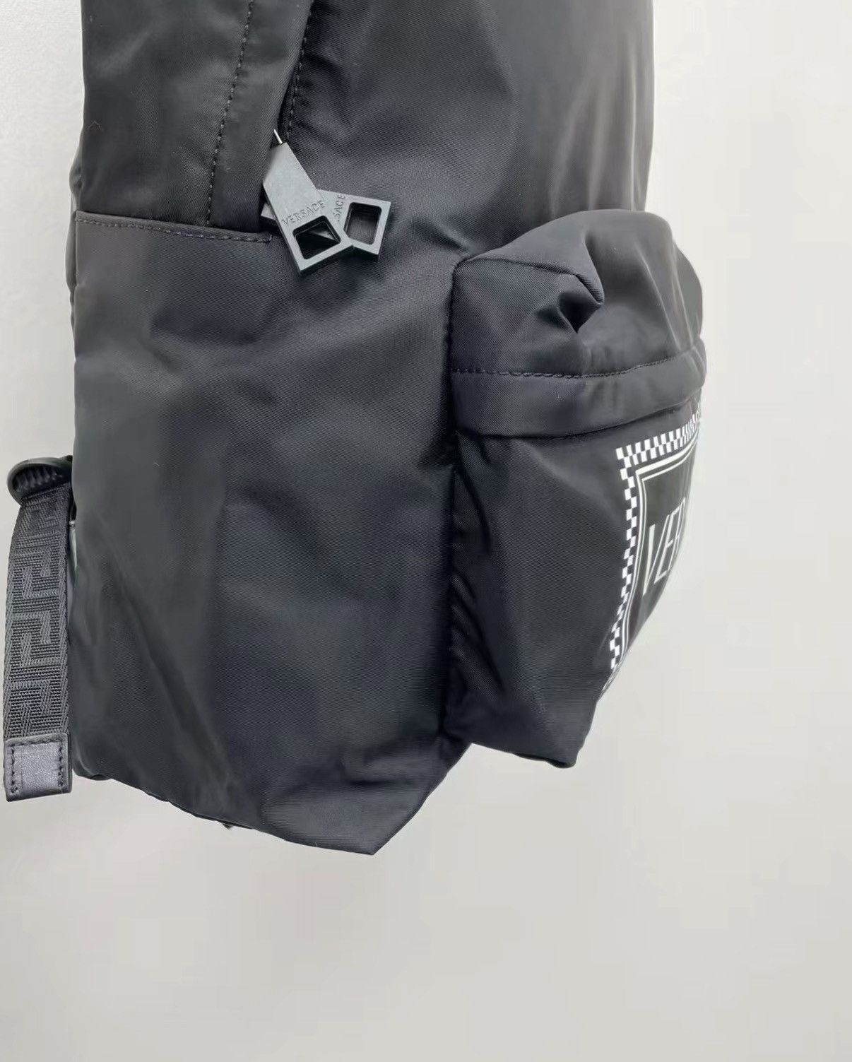 Versace Black Backpack with Checkerboard Logo Patch Size ONE SIZE - 3 Thumbnail
