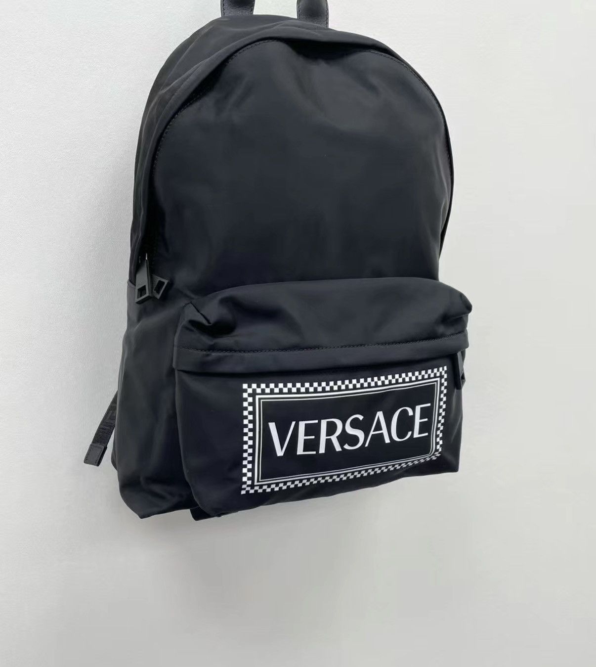 Versace Black Backpack with Checkerboard Logo Patch Size ONE SIZE - 2 Thumbnail