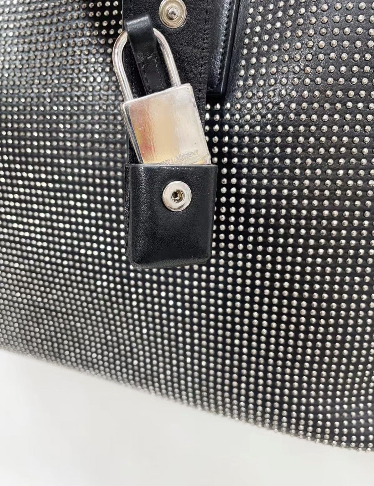 Saint Laurent Paris Black Studded Leather Handbag with Top Handles Size ONE SIZE - 3 Thumbnail
