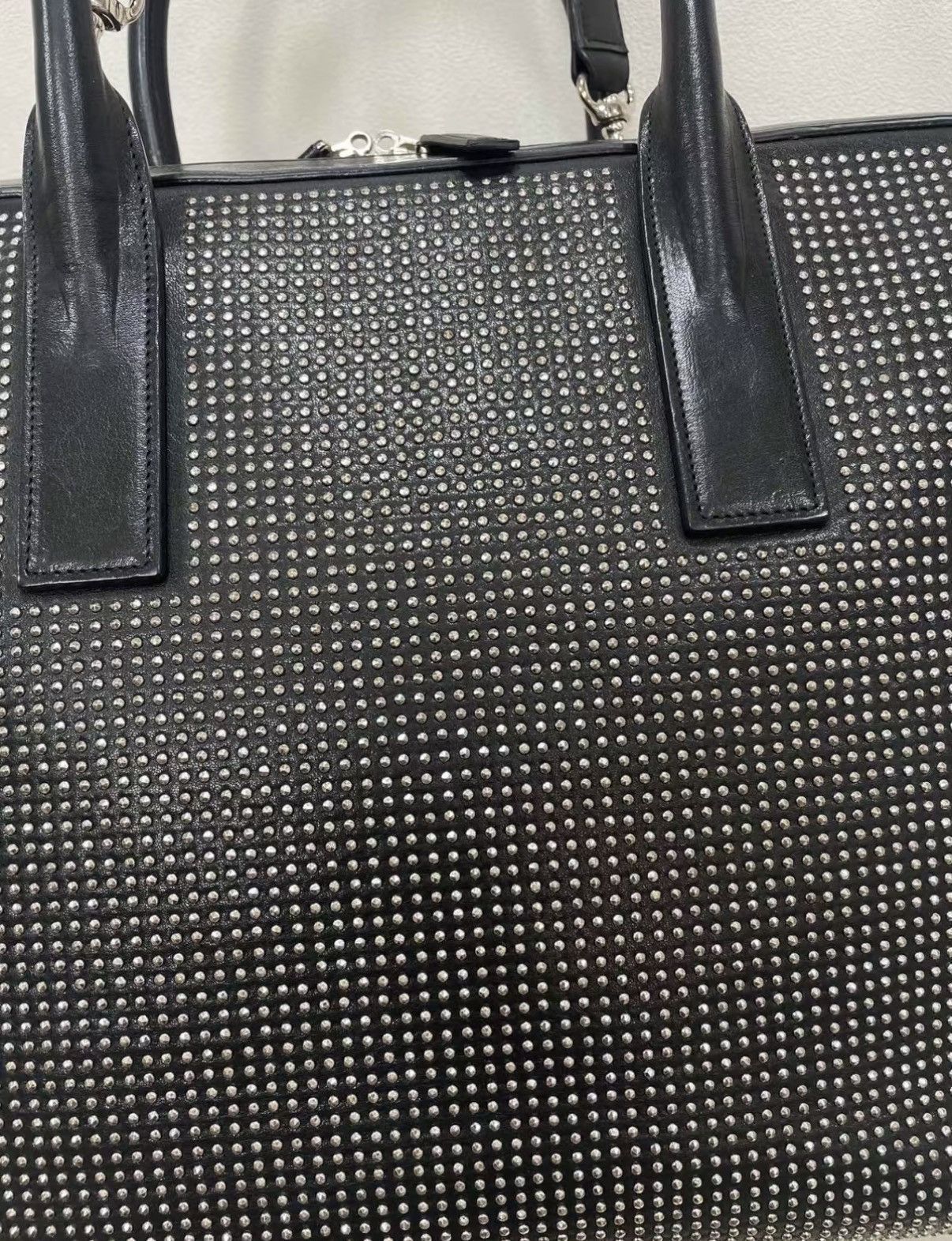 Saint Laurent Paris Black Studded Leather Handbag with Top Handles Size ONE SIZE - 2 Thumbnail