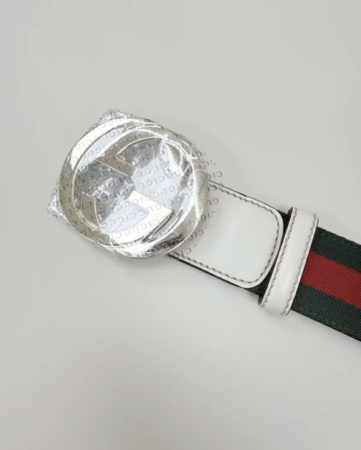 Gucci Green Striped Belt with Silver Buckle Size ONE SIZE - 6 Thumbnail
