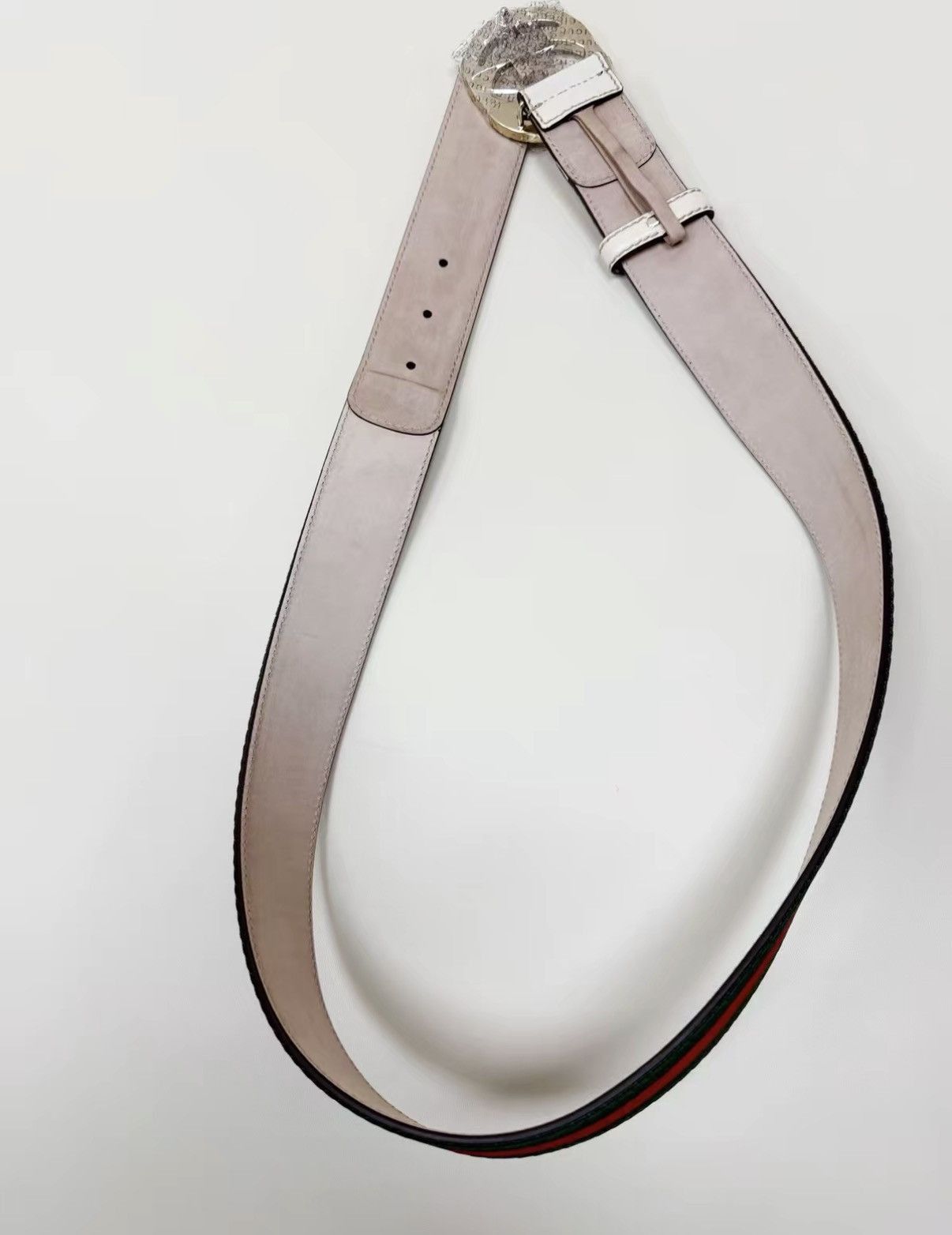 Gucci Green Striped Belt with Silver Buckle Size ONE SIZE - 4 Thumbnail