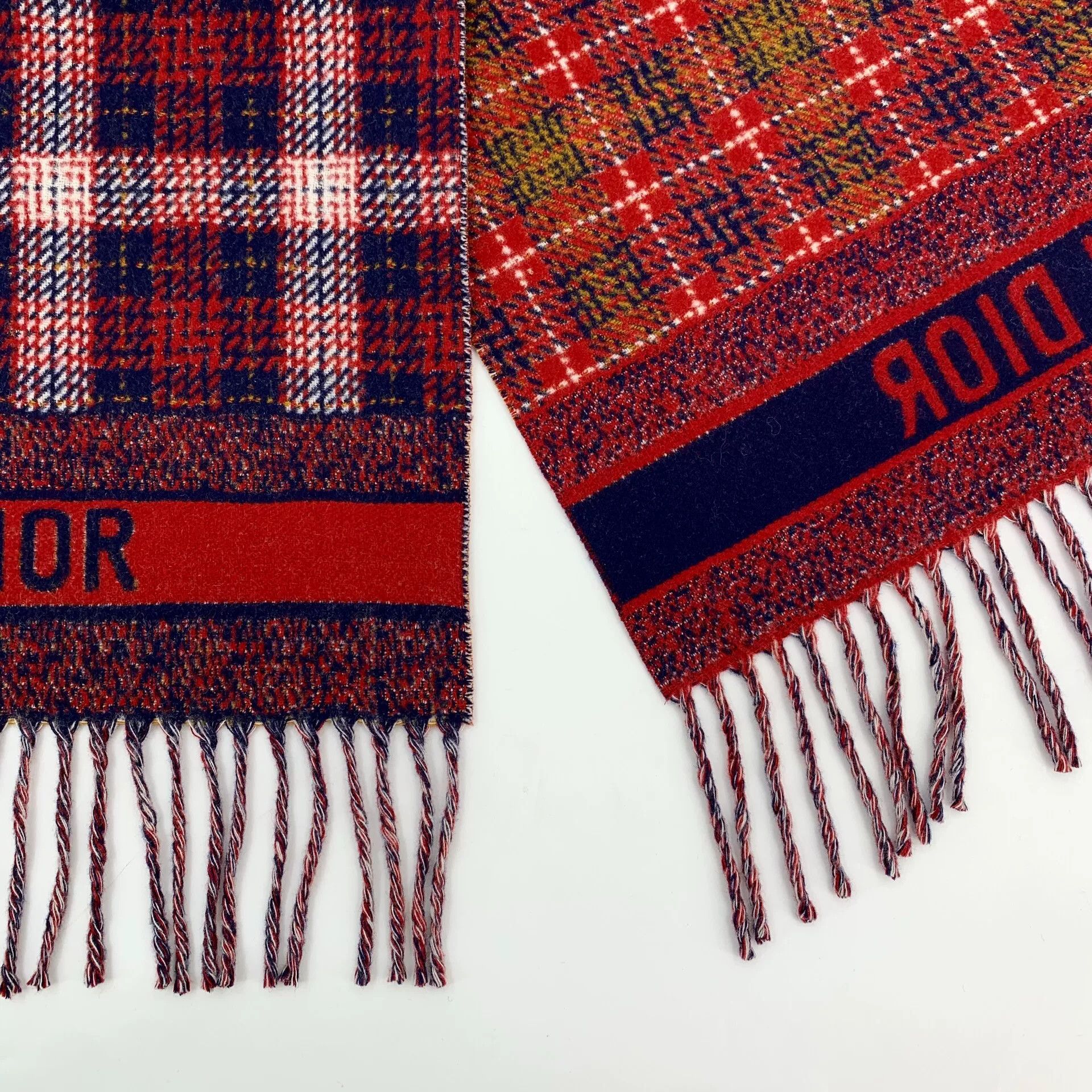 Dior Dior Wool Plaid Red Scarf XS Men Size ONE SIZE - 5 Thumbnail