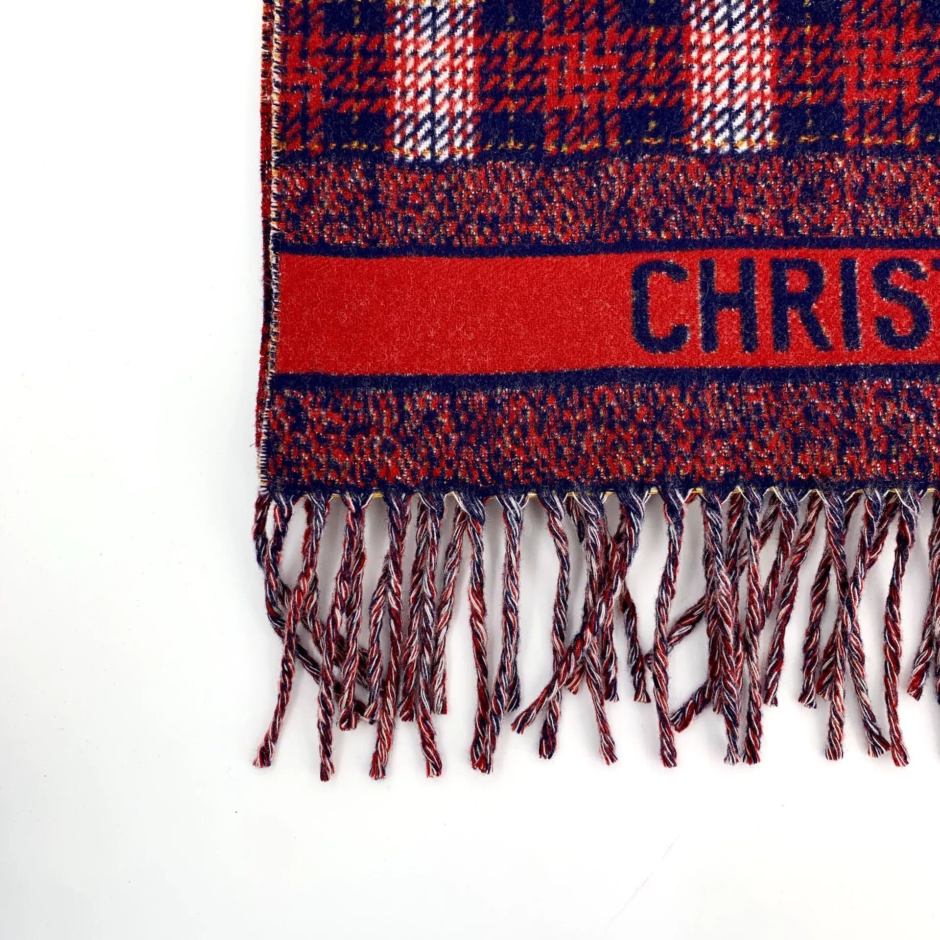 Dior Dior Wool Plaid Red Scarf XS Men Size ONE SIZE - 4 Thumbnail