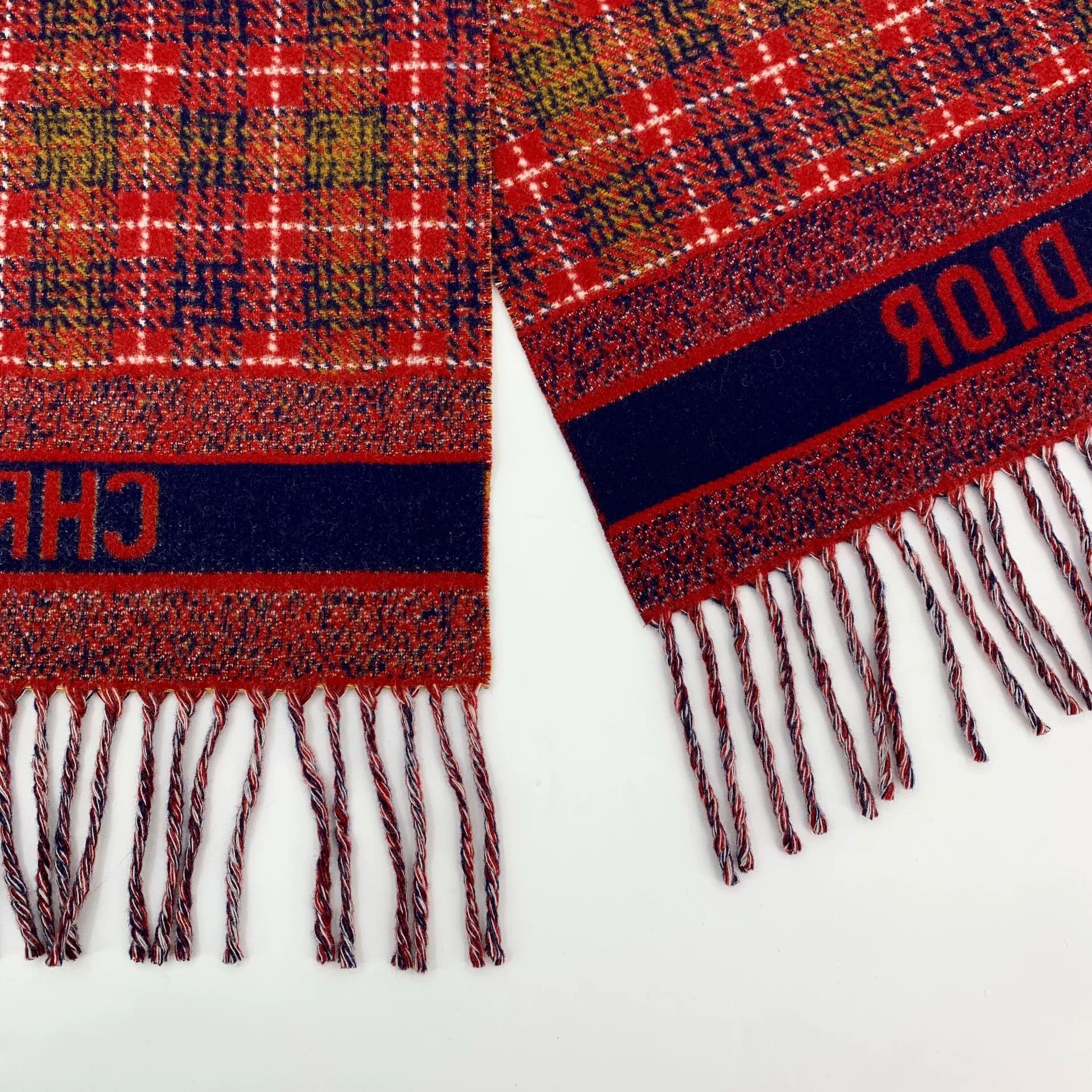 Dior Dior Wool Plaid Red Scarf XS Men Size ONE SIZE - 6 Thumbnail