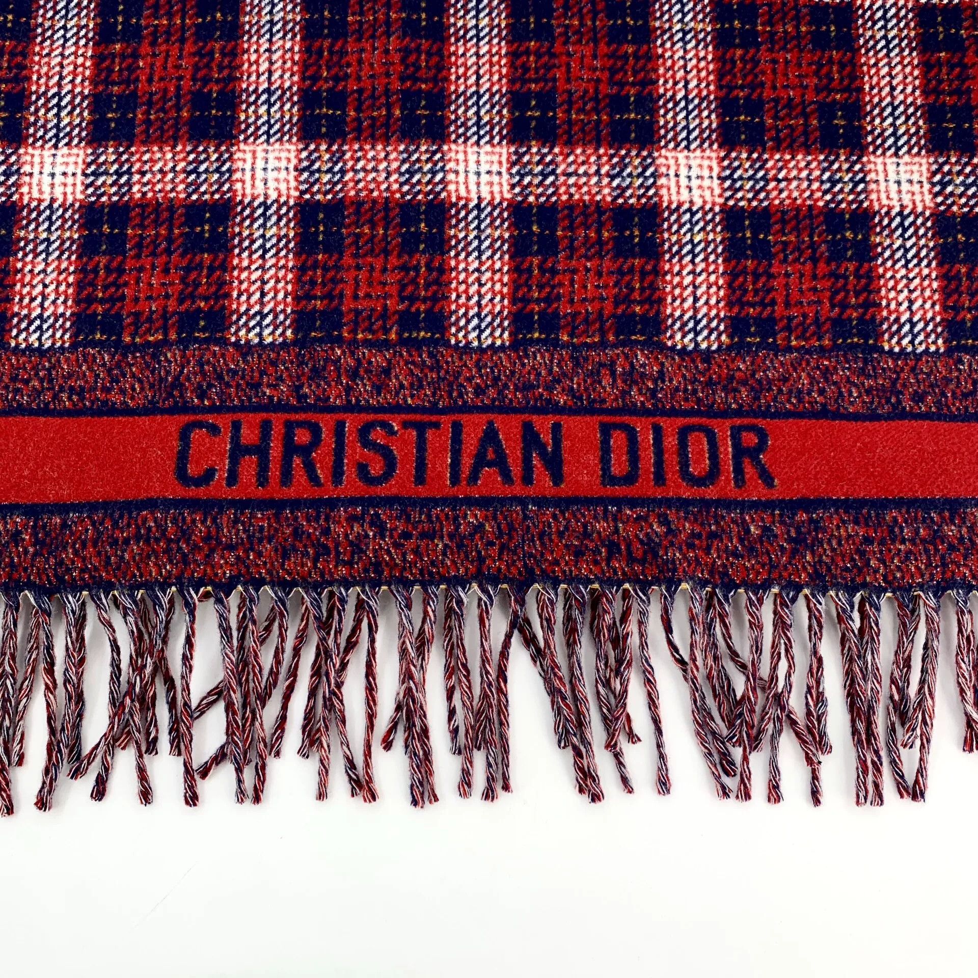 Dior Dior Wool Plaid Red Scarf XS Men Size ONE SIZE - 3 Thumbnail