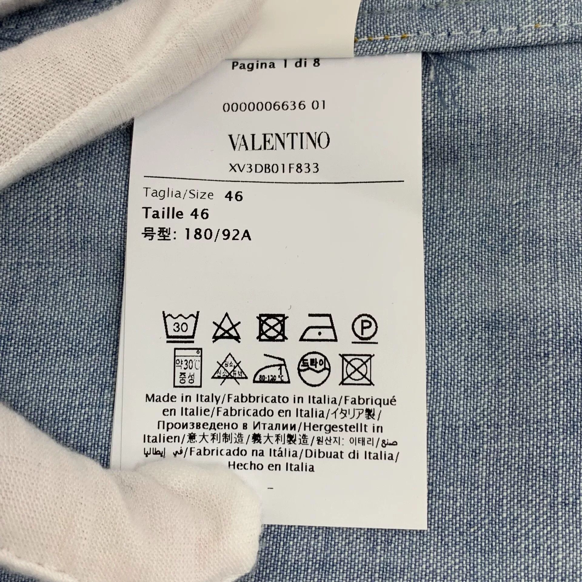 Valentino Valentino Cotton Blue Shirt S Men Size US S / EU 44-46 / 1 - 8 Thumbnail