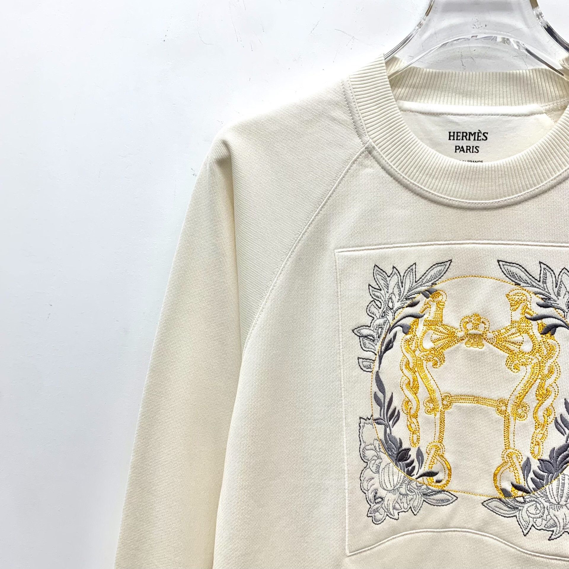 Hermes Hermes Embroidered White Hoodie S Women Size S / US 4 / IT 40 - 3 Thumbnail