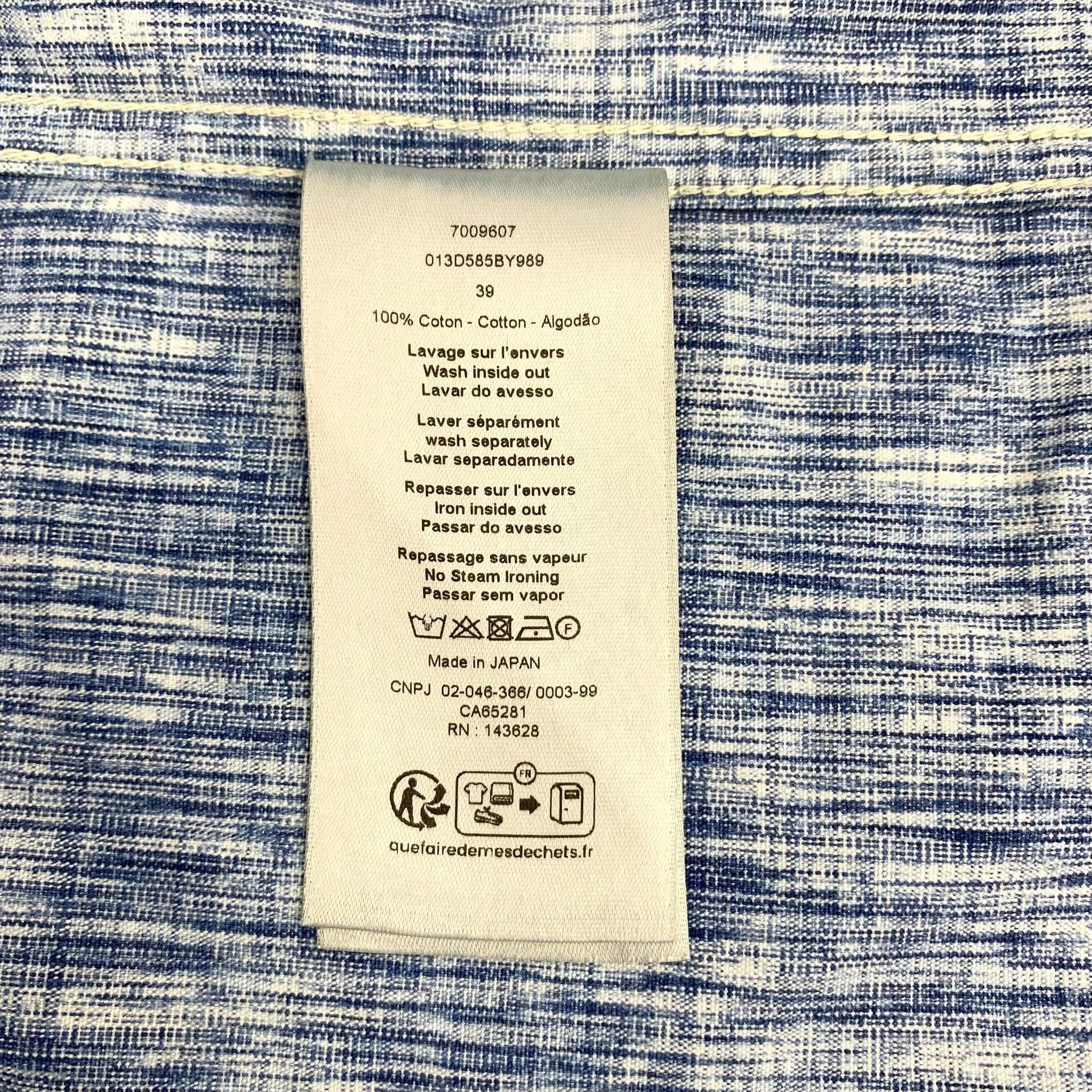 Dior Dior Retro Cotton Blue Shirt 39 Men Size US M / EU 48-50 / 2 - 7 Thumbnail