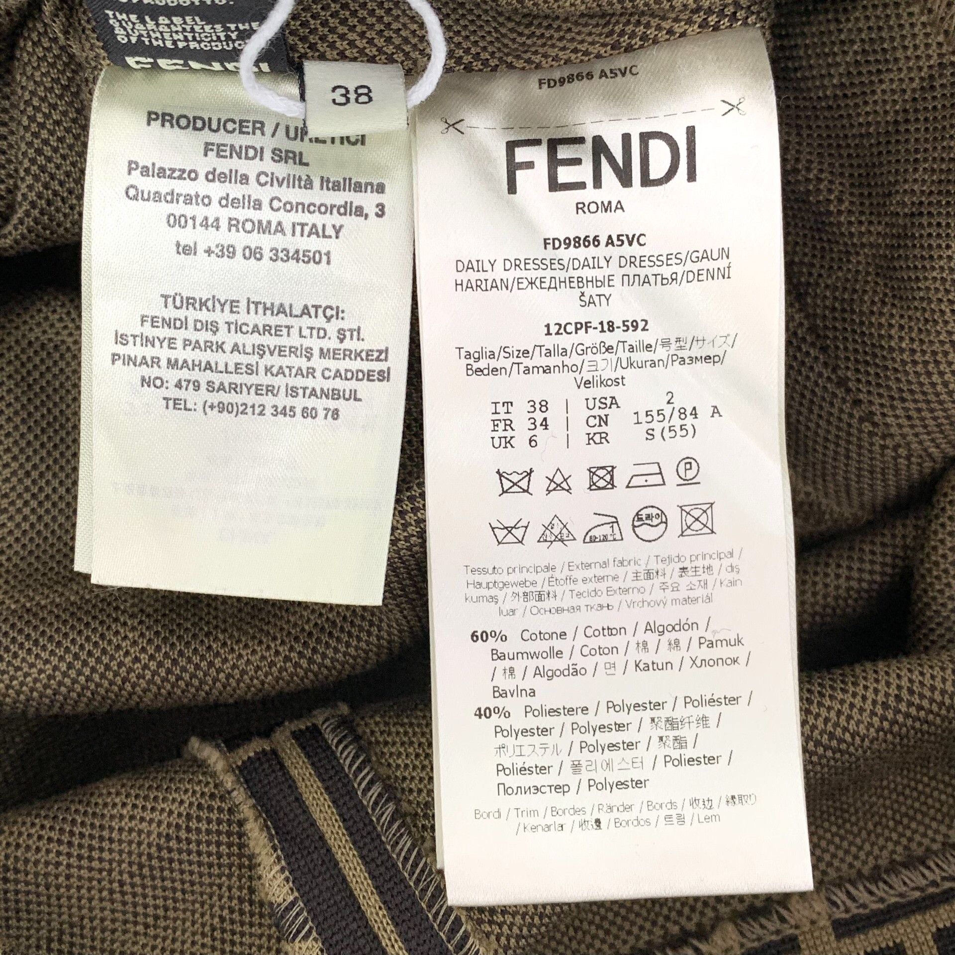 Fendi Fendi Cotton Brown Dress M Women Size M / US 6-8 / IT 42-44 - 8 Thumbnail