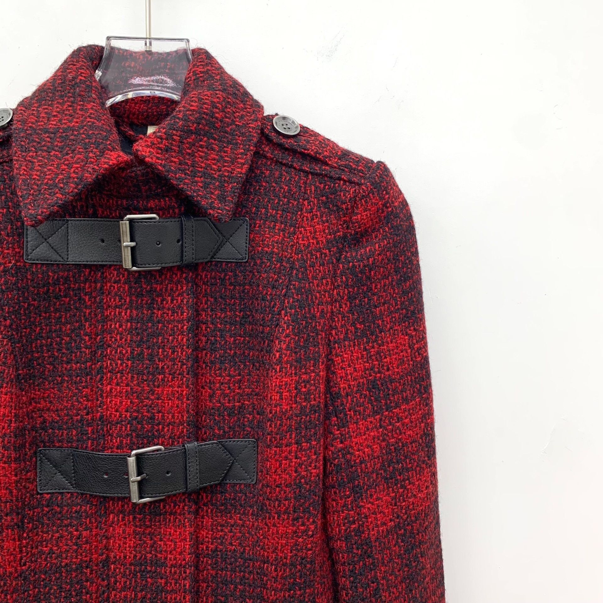 Burberry Burberry Wool Plaid Red Coat S Women Size S / US 4 / IT 40 - 3 Thumbnail