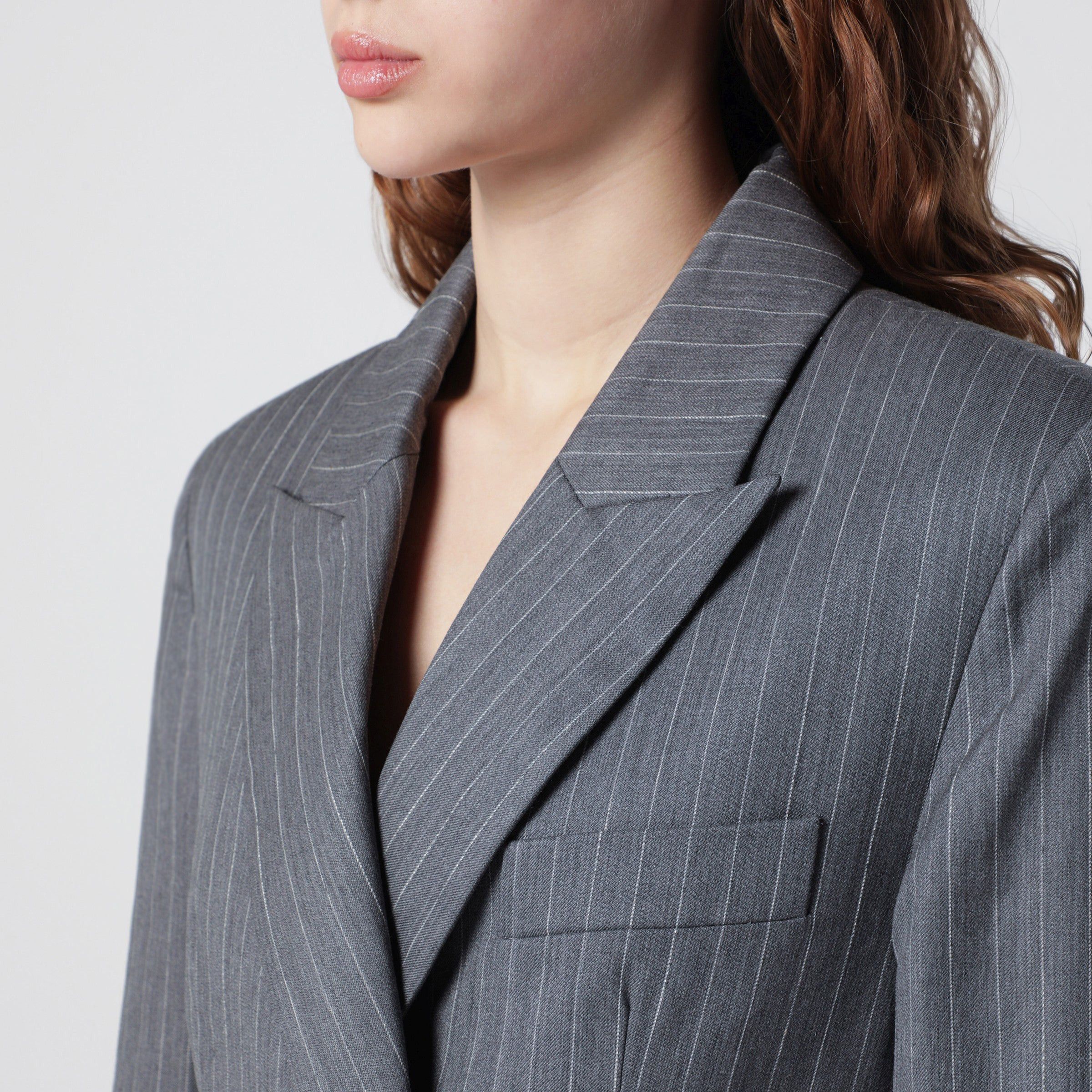 Anine Bing Anine Bing Tiphaine Blazer In Light Grey Pinstripe Fabric Size M / US 6-8 / IT 42-44 - 2 Thumbnail