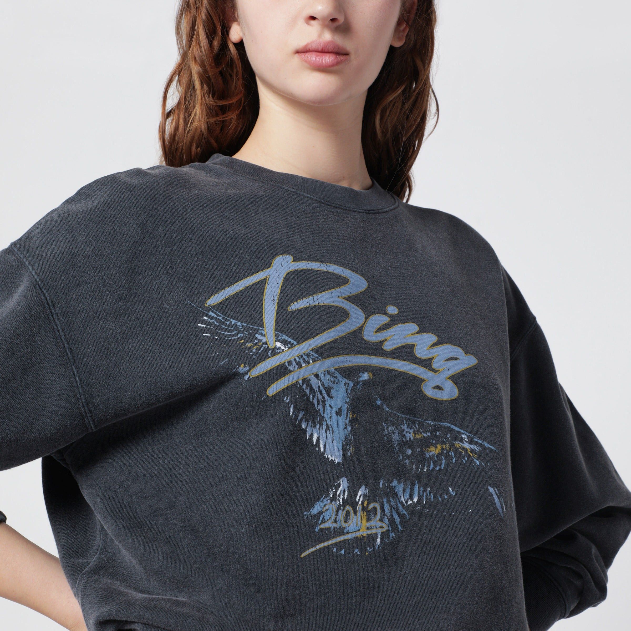 Anine Bing Anine Bing Spencer Eagle Washed Black Sweatshirt Size M / US 6-8 / IT 42-44 - 2 Thumbnail