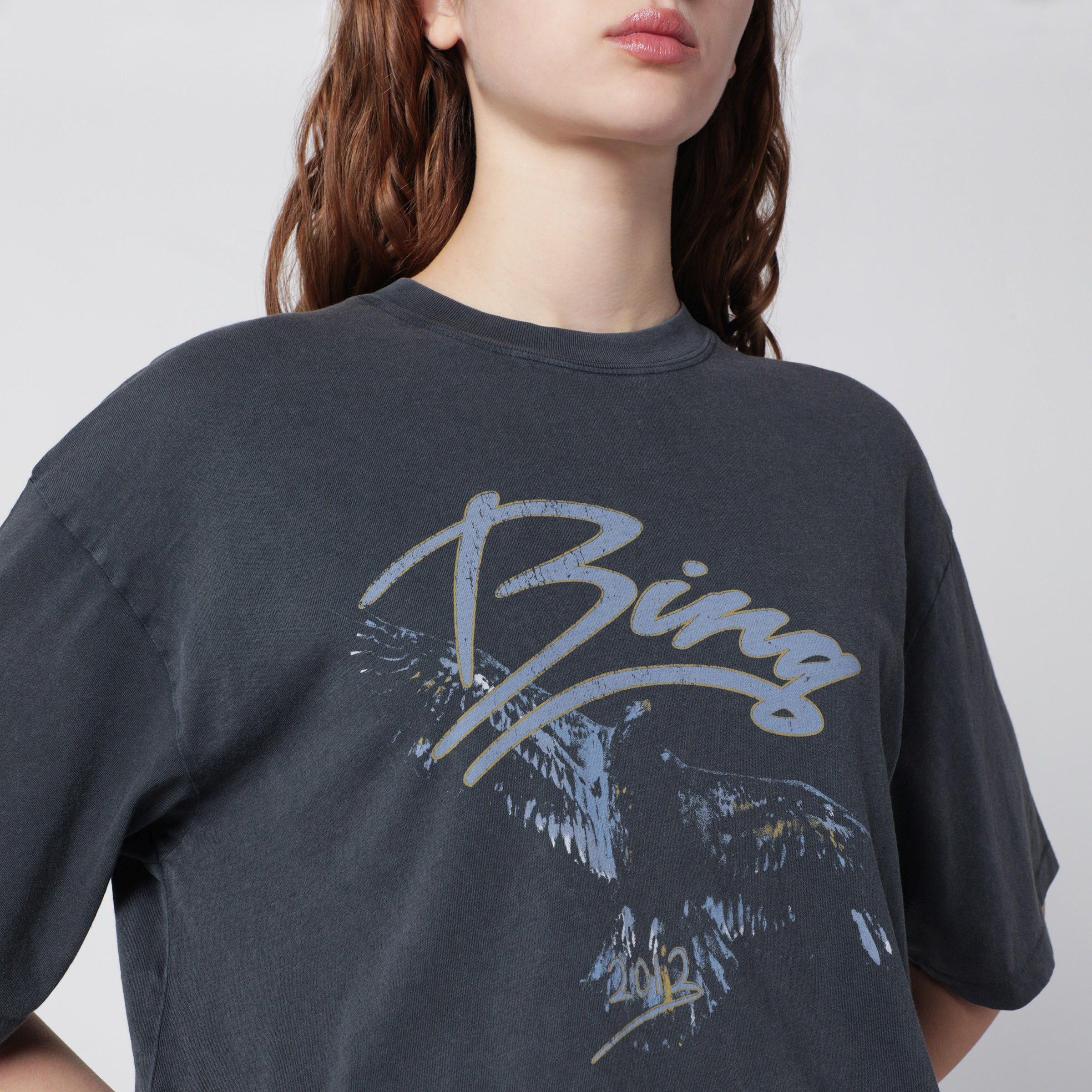 Anine Bing Anine Bing Spencer Eagle Washed Black T-Shirt Size S / US 4 / IT 40 - 2 Thumbnail