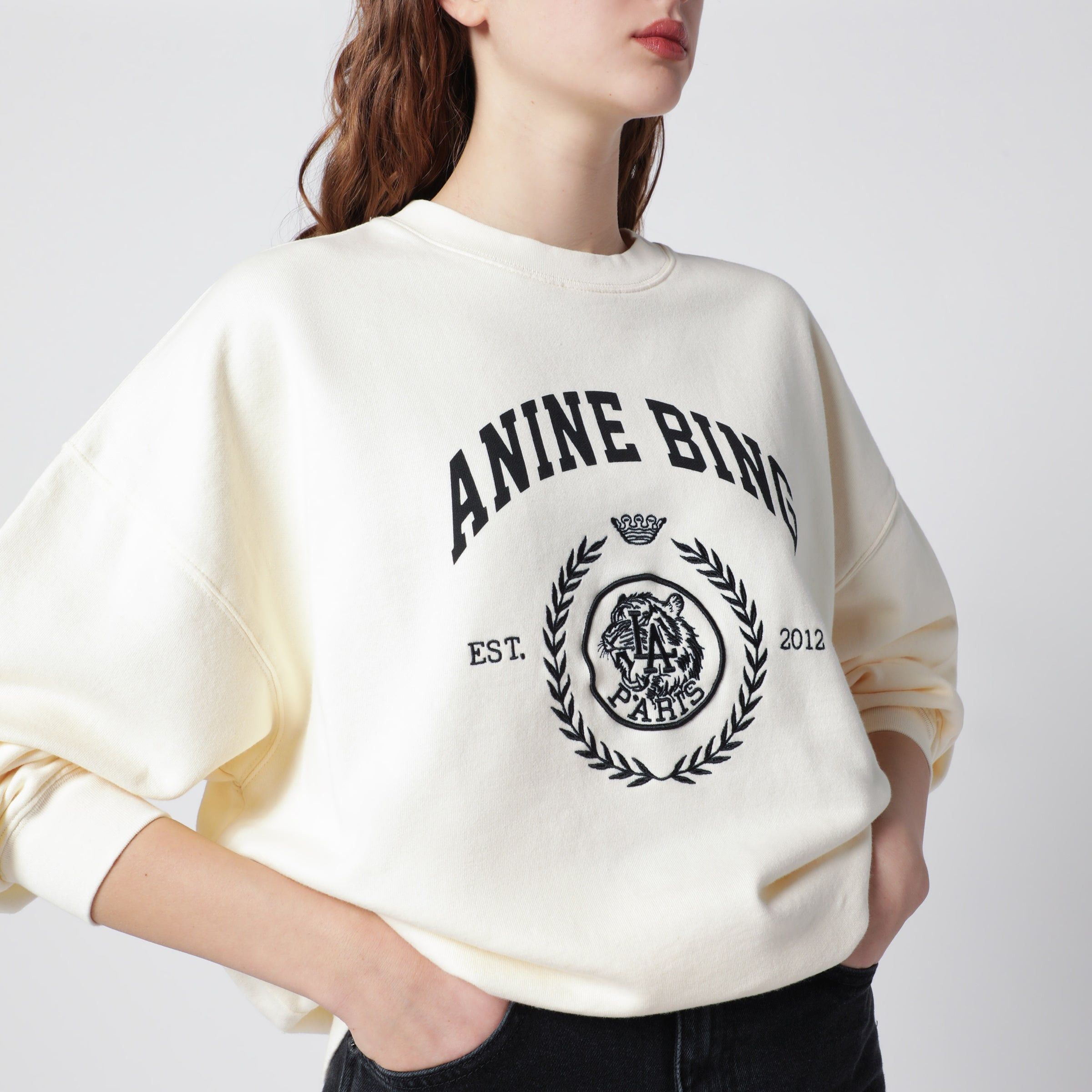 Anine Bing Anine Bing Miles Collegiate Cream Sweatshirt Size XS / US 0-2 / IT 36-38 - 2 Thumbnail