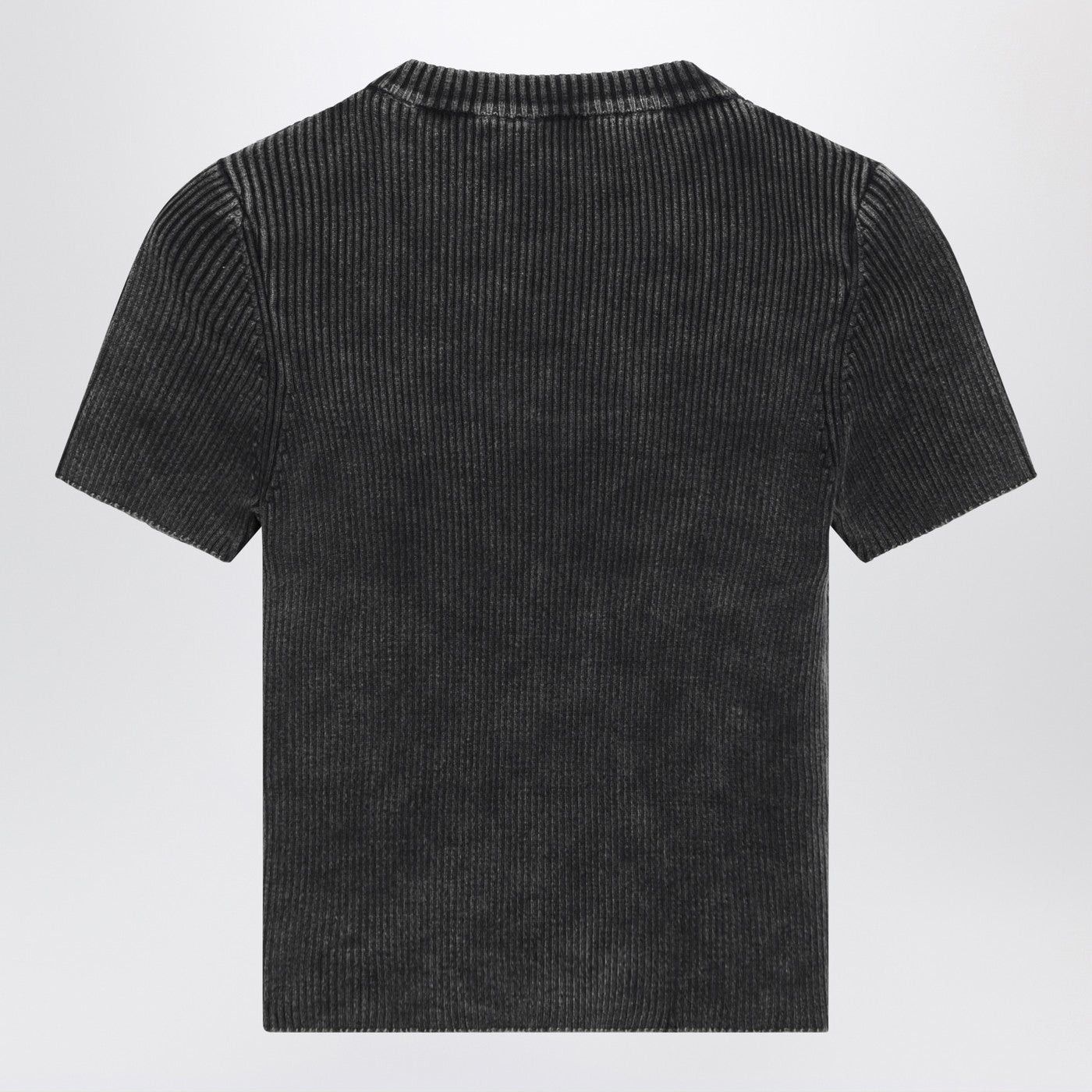 Diesel Diesel Cropped Washed Black T-Shirt With Metallic Oval D Size S / US 4 / IT 40 - 2 Thumbnail