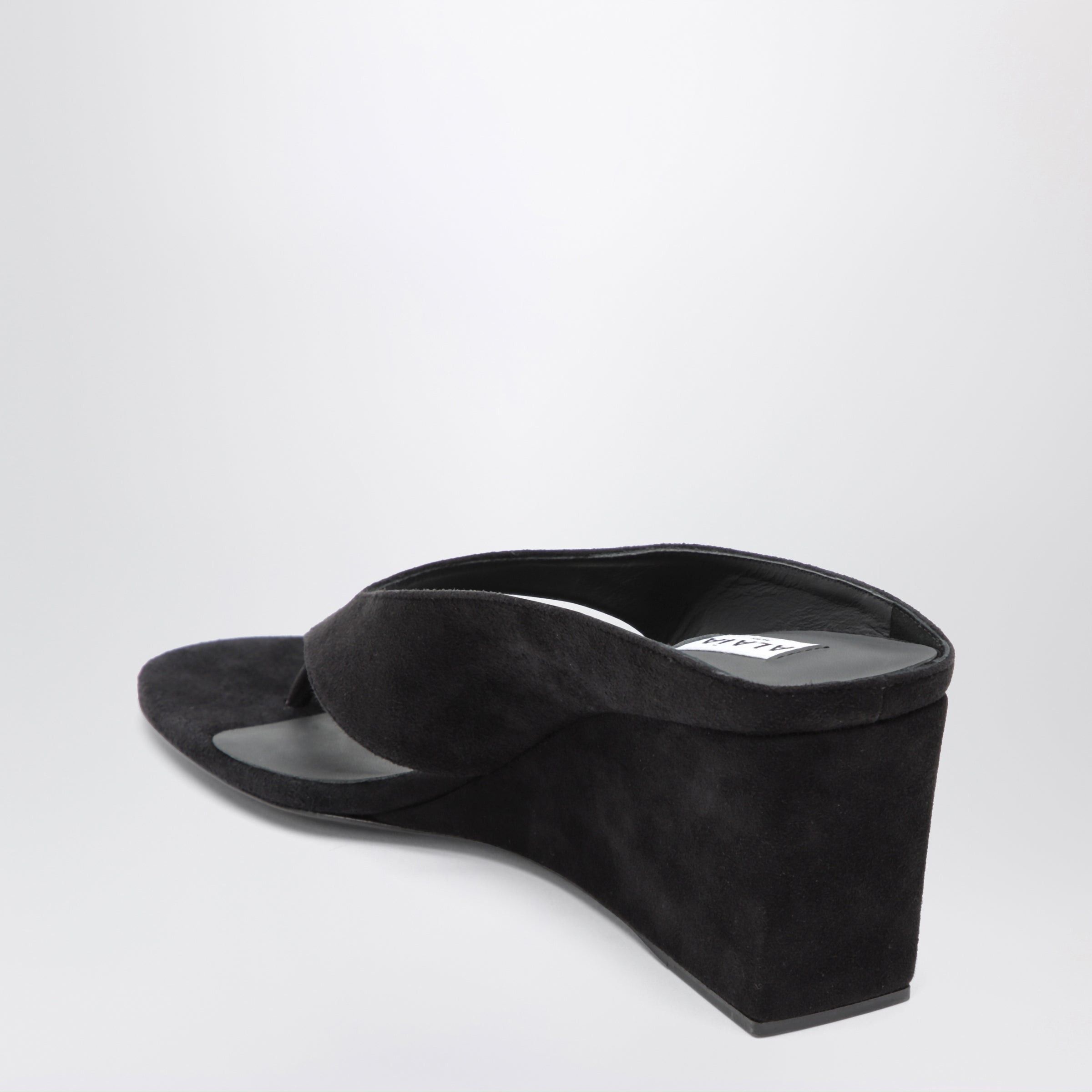 Alaia Alaia Black Suede Goat Leather Wedge Thong Mules Size US 11 / IT 41 - 2 Thumbnail
