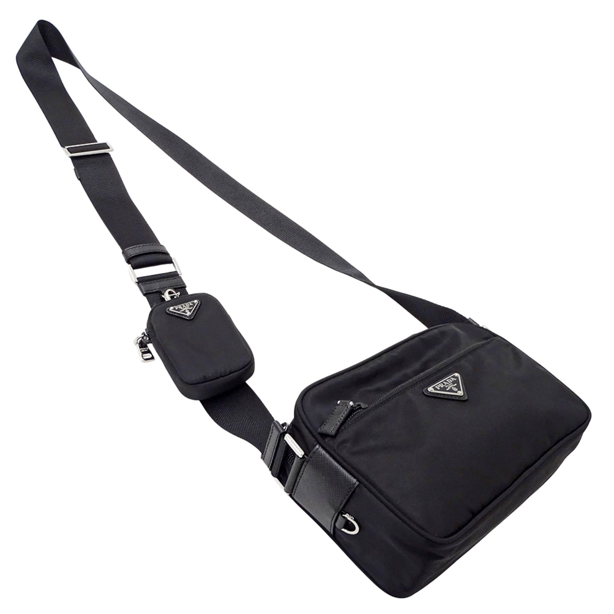Prada Prada handbag for women and men, brand name shoulder bag, nylon, black, 1BC167, with pouch, logo, crossbody. Size ONE SIZE - 4 Thumbnail